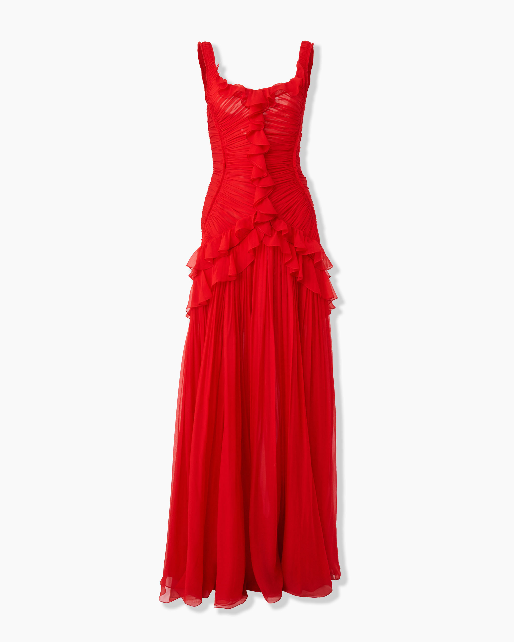 Pleated Chiffon Evening Gown - 1