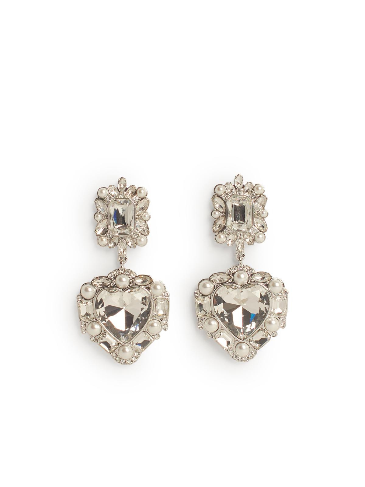 Self Portrait Heart' Silver Brass Earrings Women - 1