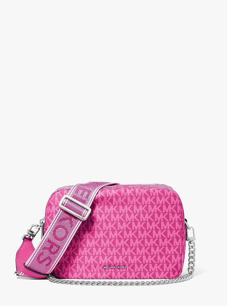 Bryant Medium Signature Logo Print Woven Camera Crossbody Bag - 1