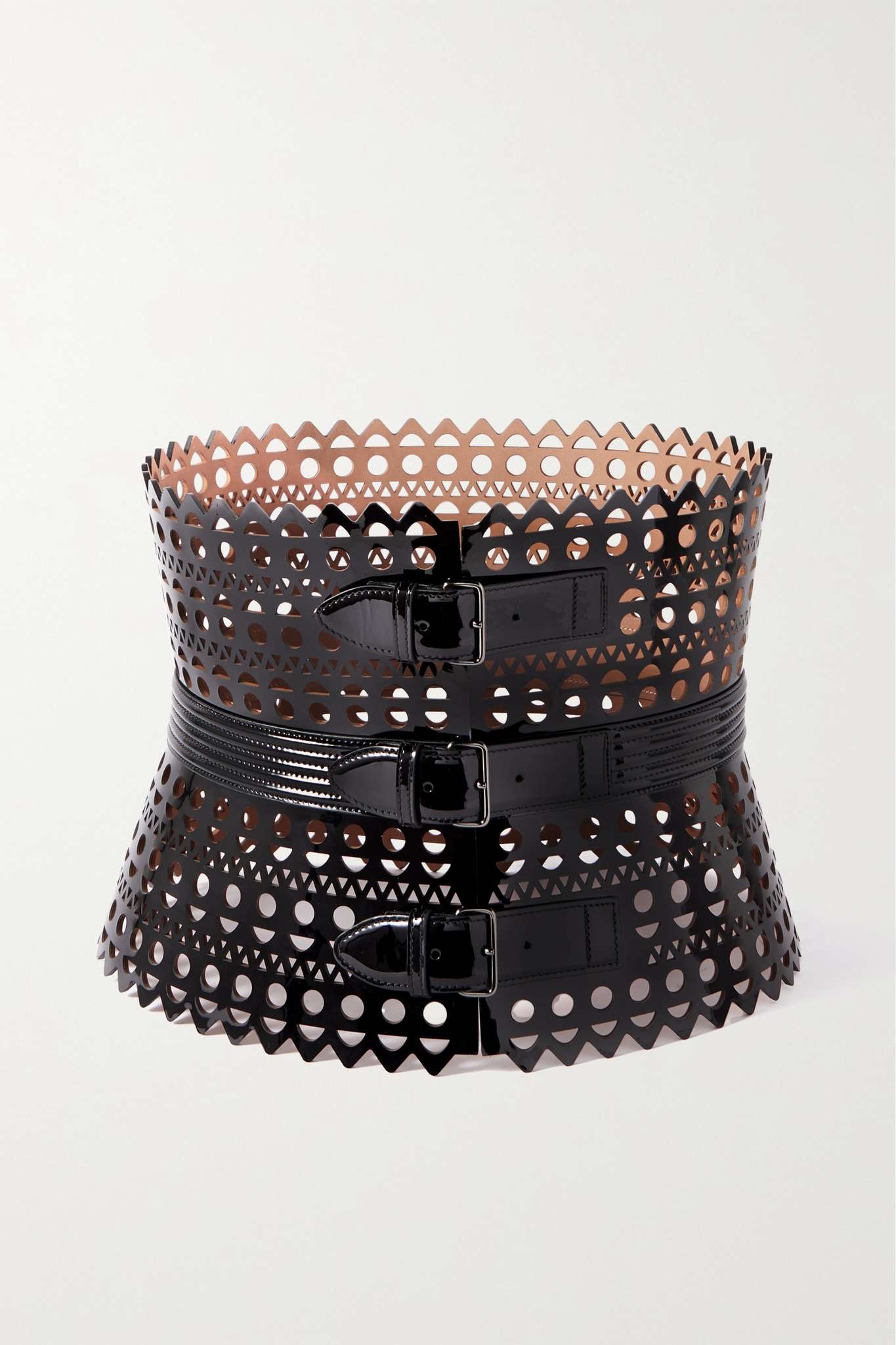 Alaïa Laser-cut patent-leather waist belt | netaporter