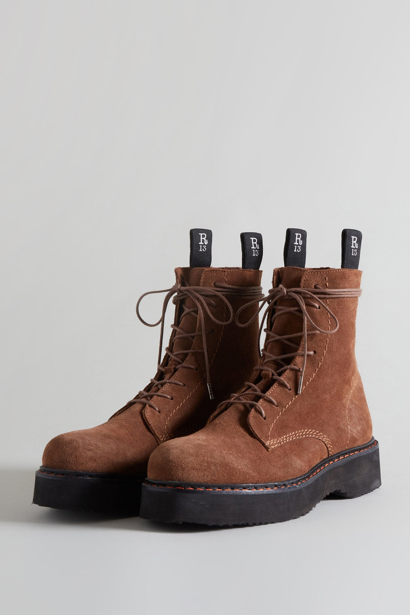 SINGLE STACK BOOT - BROWN SUEDE 1