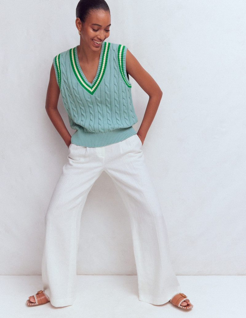 Maeve Cable V Neck Tank-Blue, Green 5