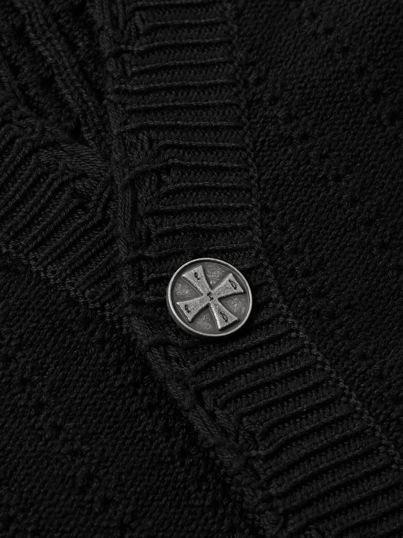 Distressed Cotton and Cashmere-Blend Cardigan Black 4