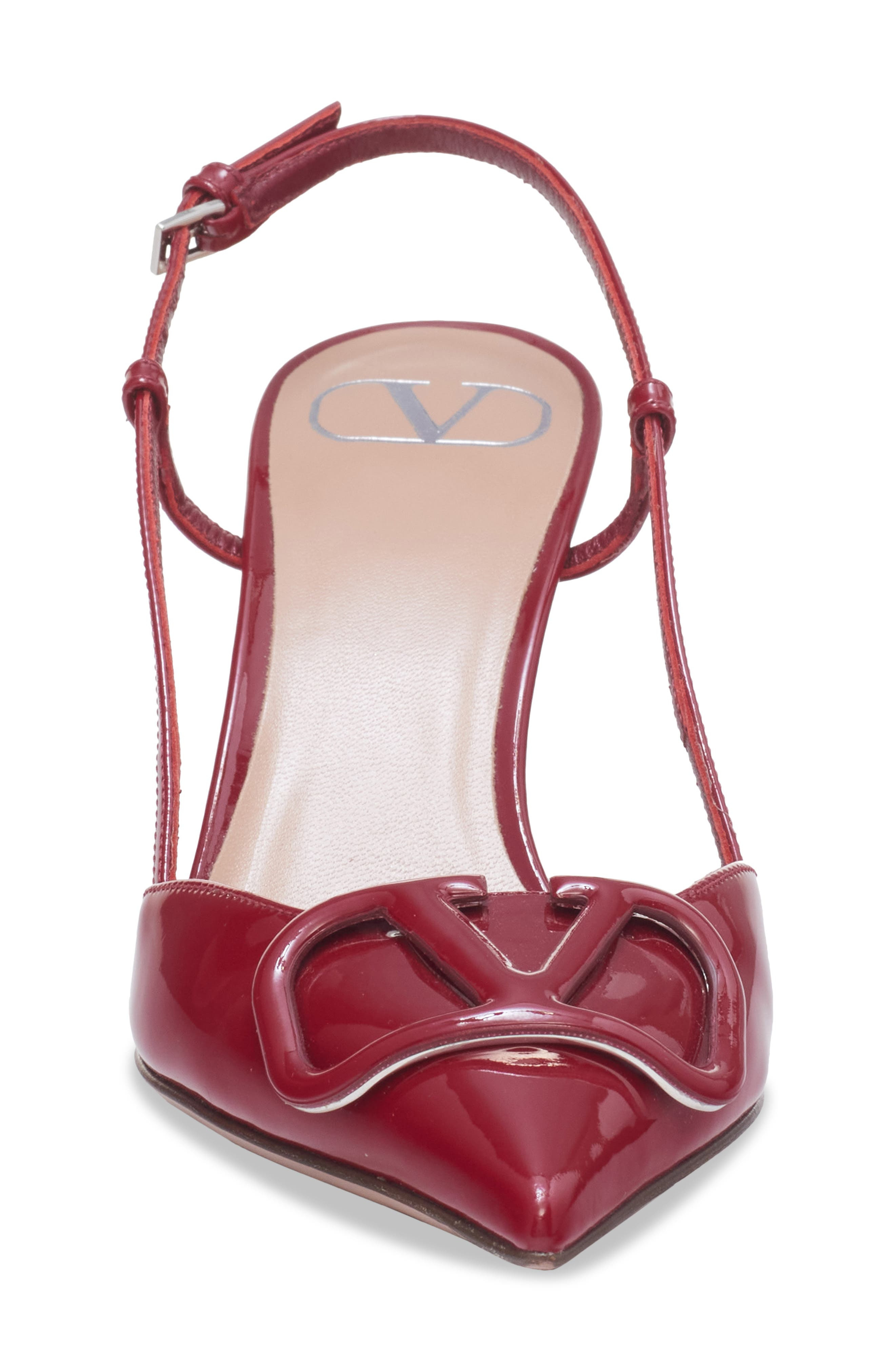 Valentino Garavani VLOGO Pointed Toe Slingback Pump in Y9Q Deep Scarlet at Nordstrom - 4