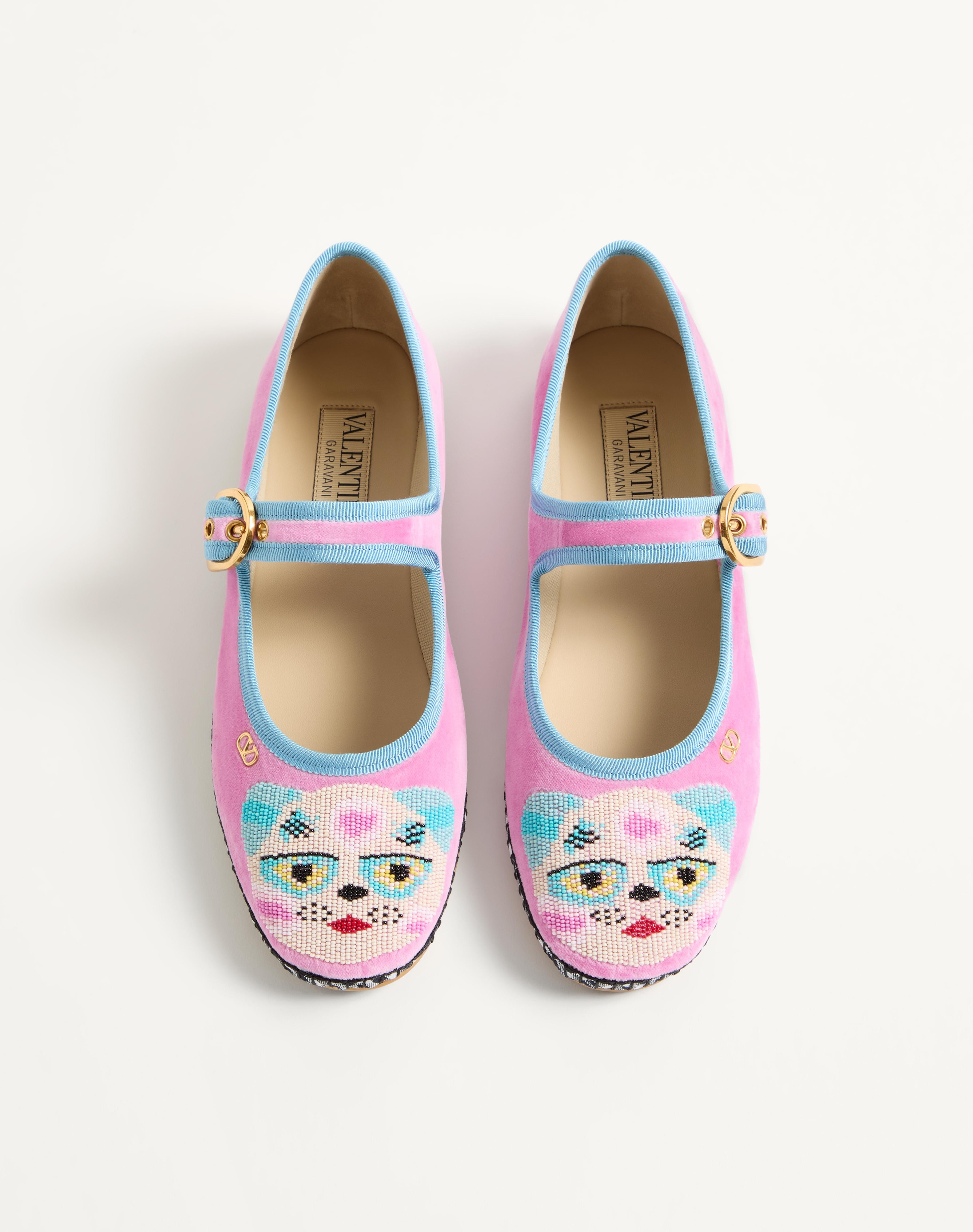 MARY-JANE ENDOUCE VELVET BALLERINA WITH LE CHAT DE LA MAISON EMBROIDERY - 4