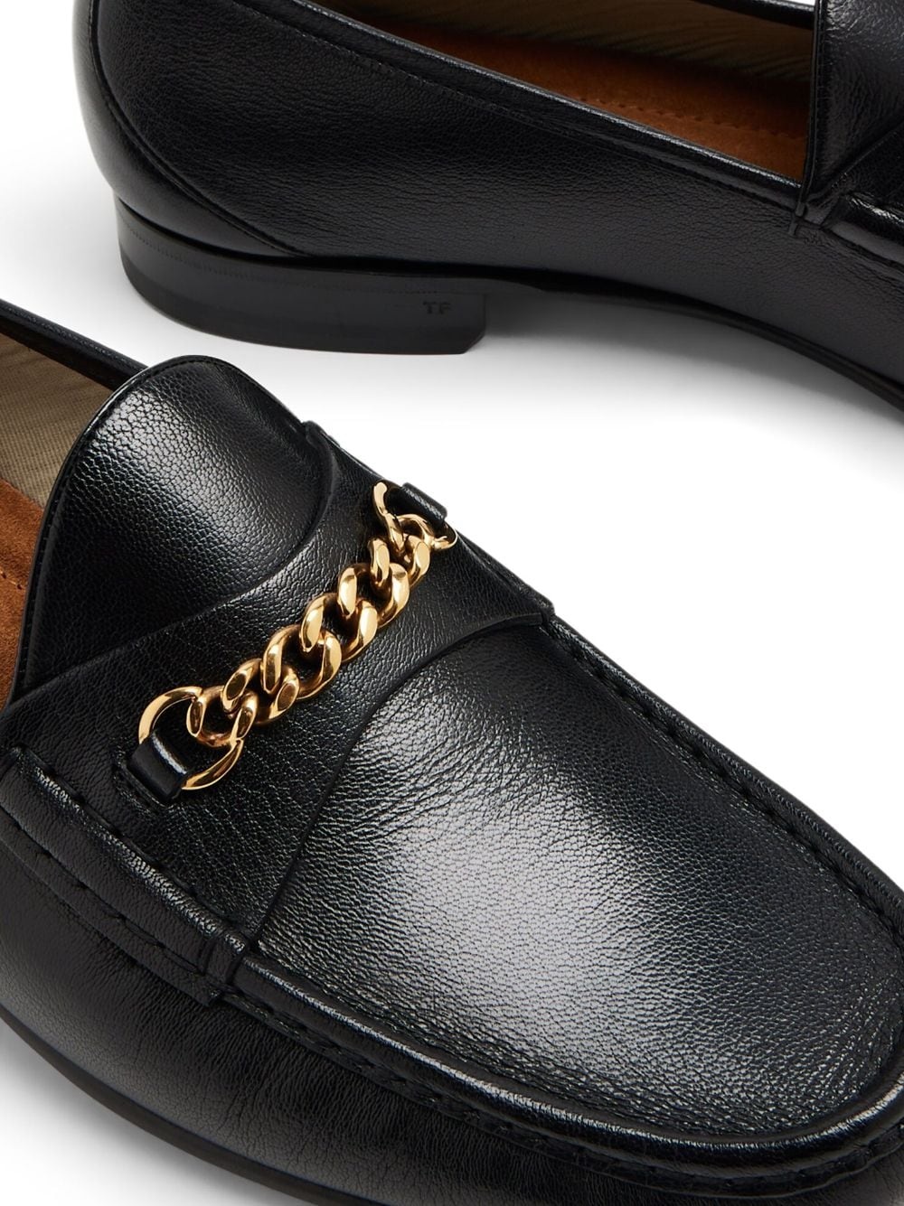 chain-link leather loafers - 4