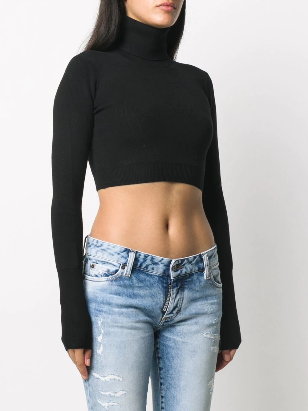 fine knit cropped jumper - 3