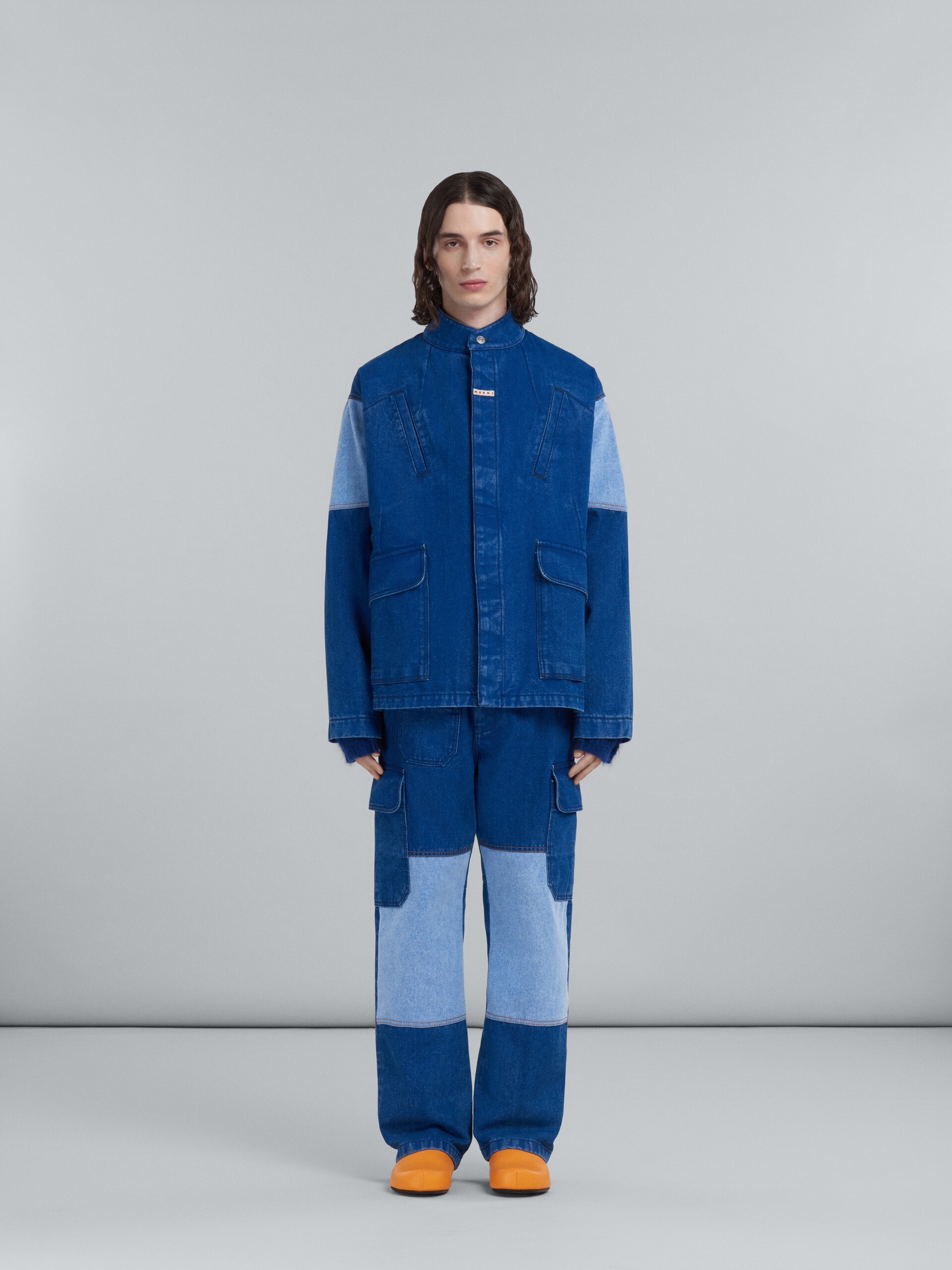 JACKET IN COATED BLUE DENIM - 2