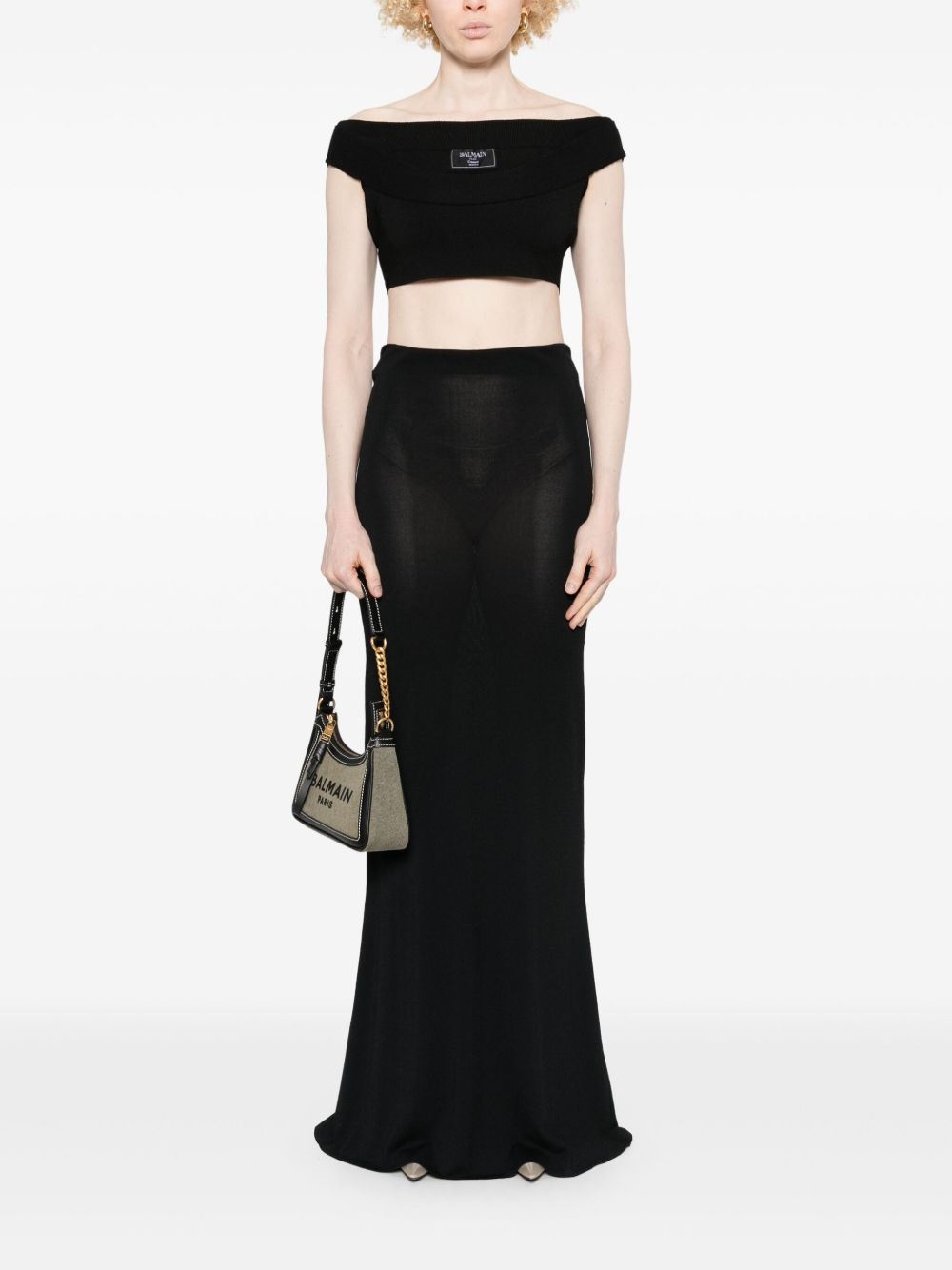 layered-neck crop top - 2