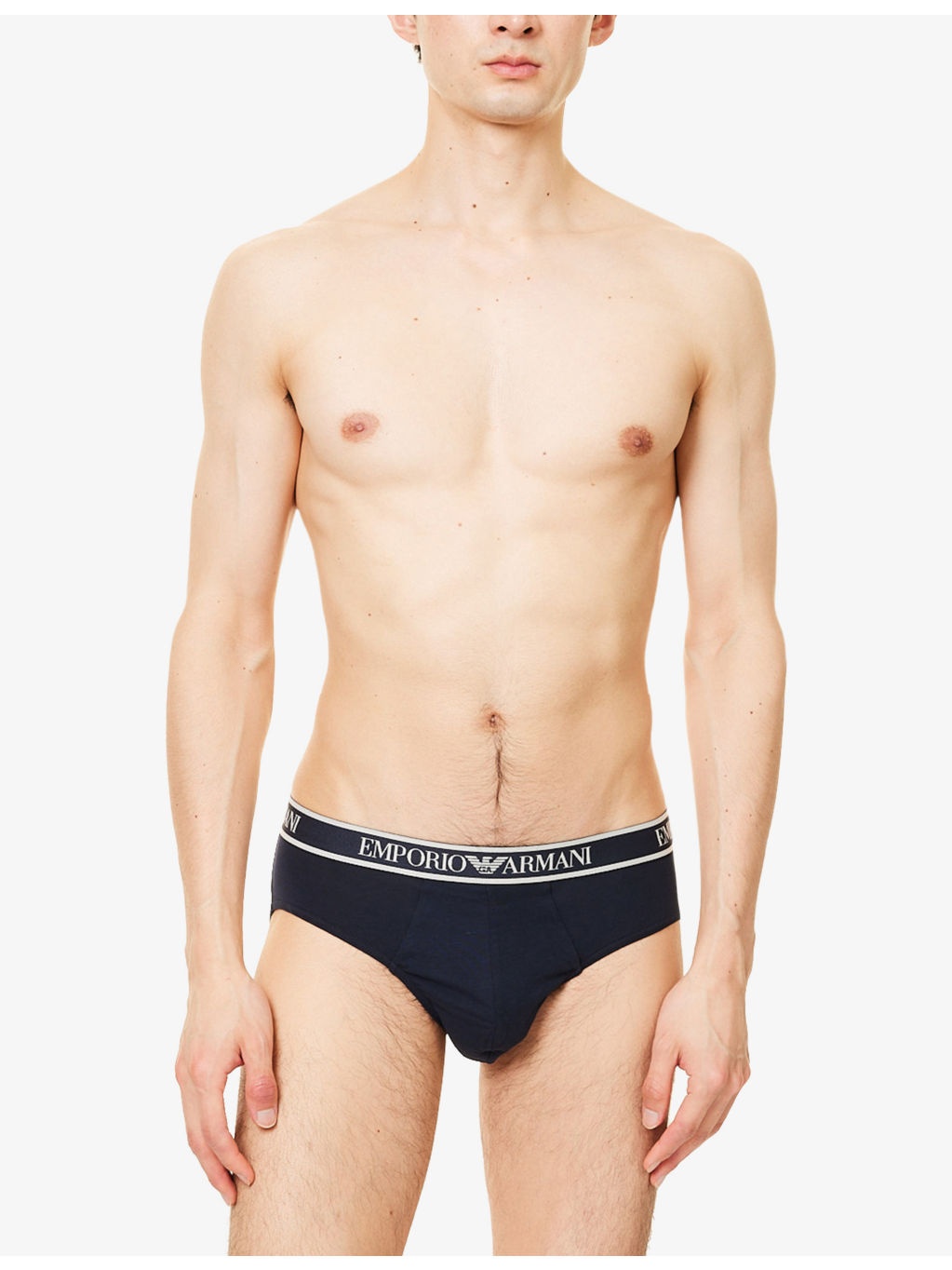 Brand-Print Mid-Rise Pack Of Three Stretch-Cotton Briefs - 2