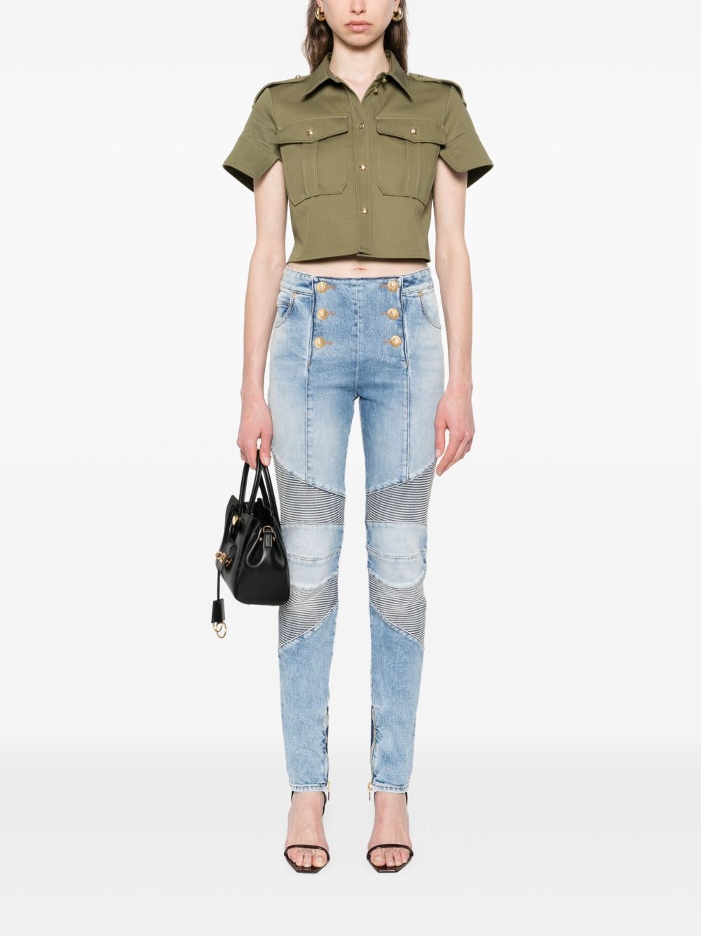 panelled jeans - 2