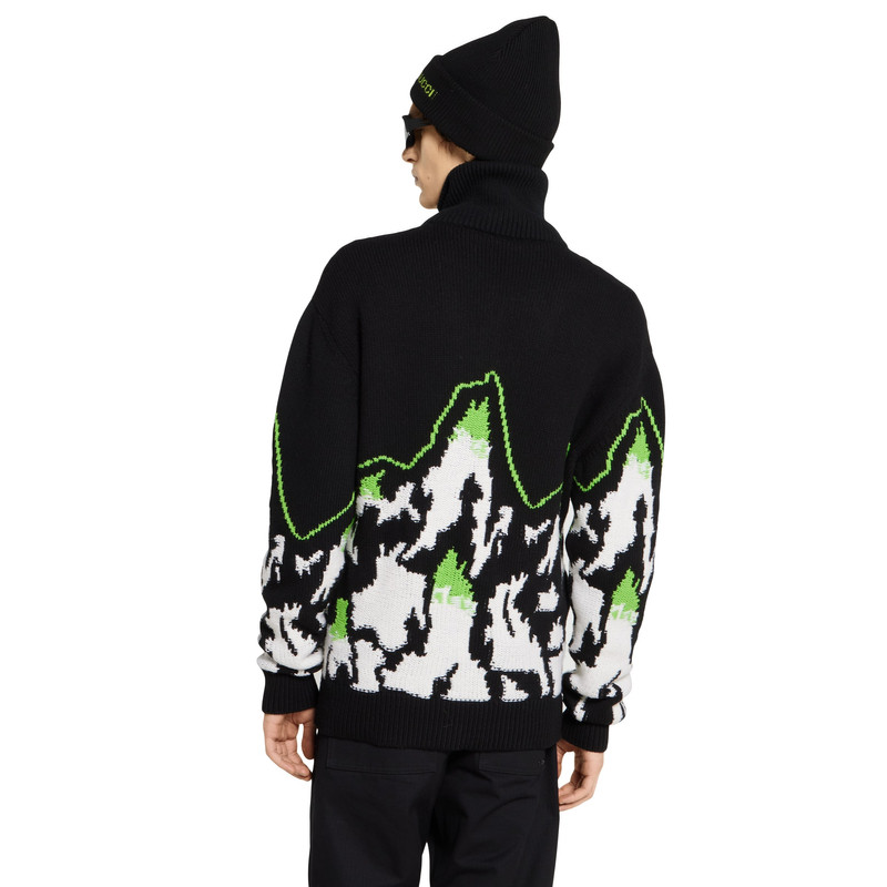 Wool jacquard zip jacket with intarsia 4