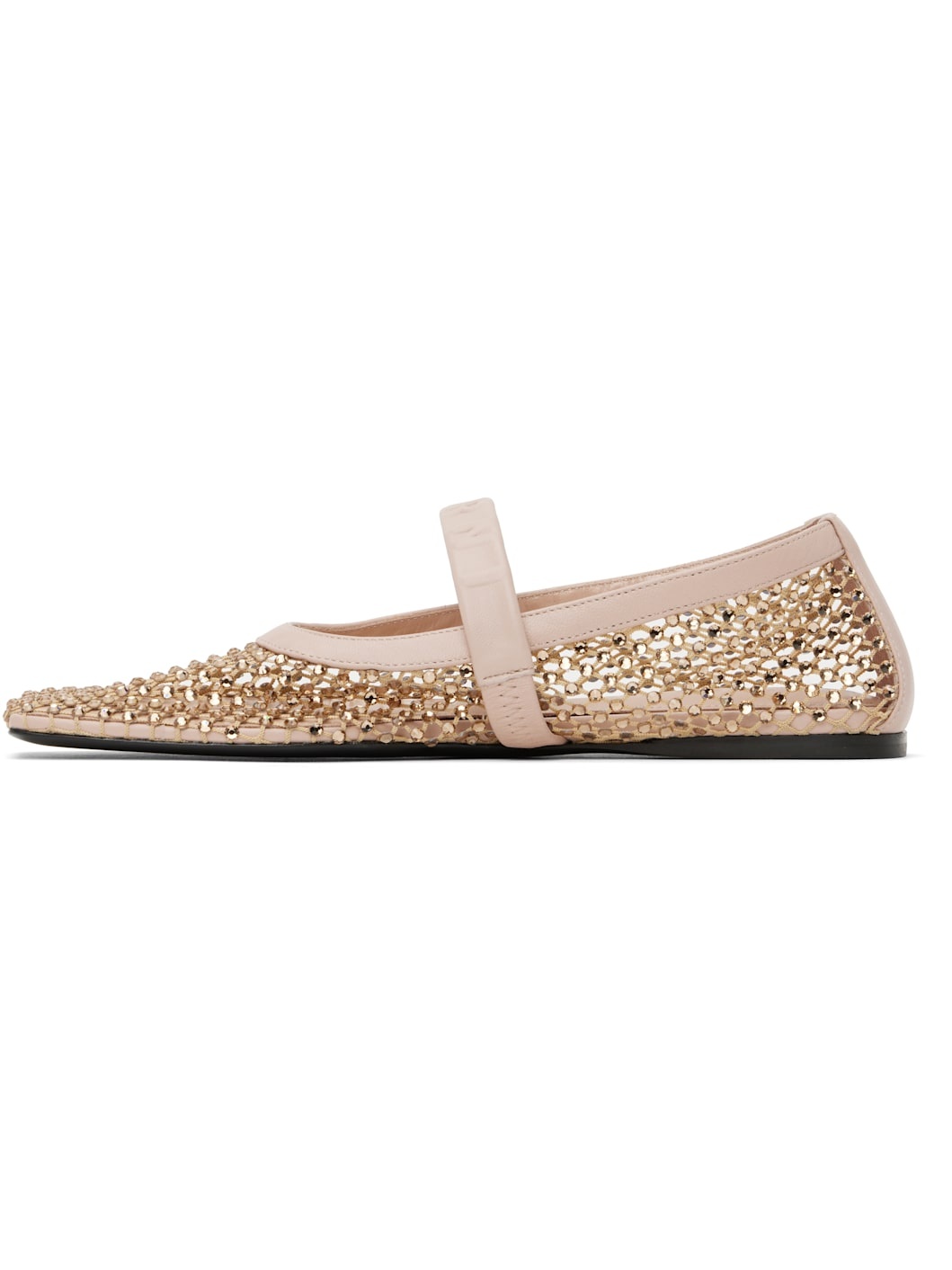 Pink Mesh Mary Jane Ballerina Flats - 3