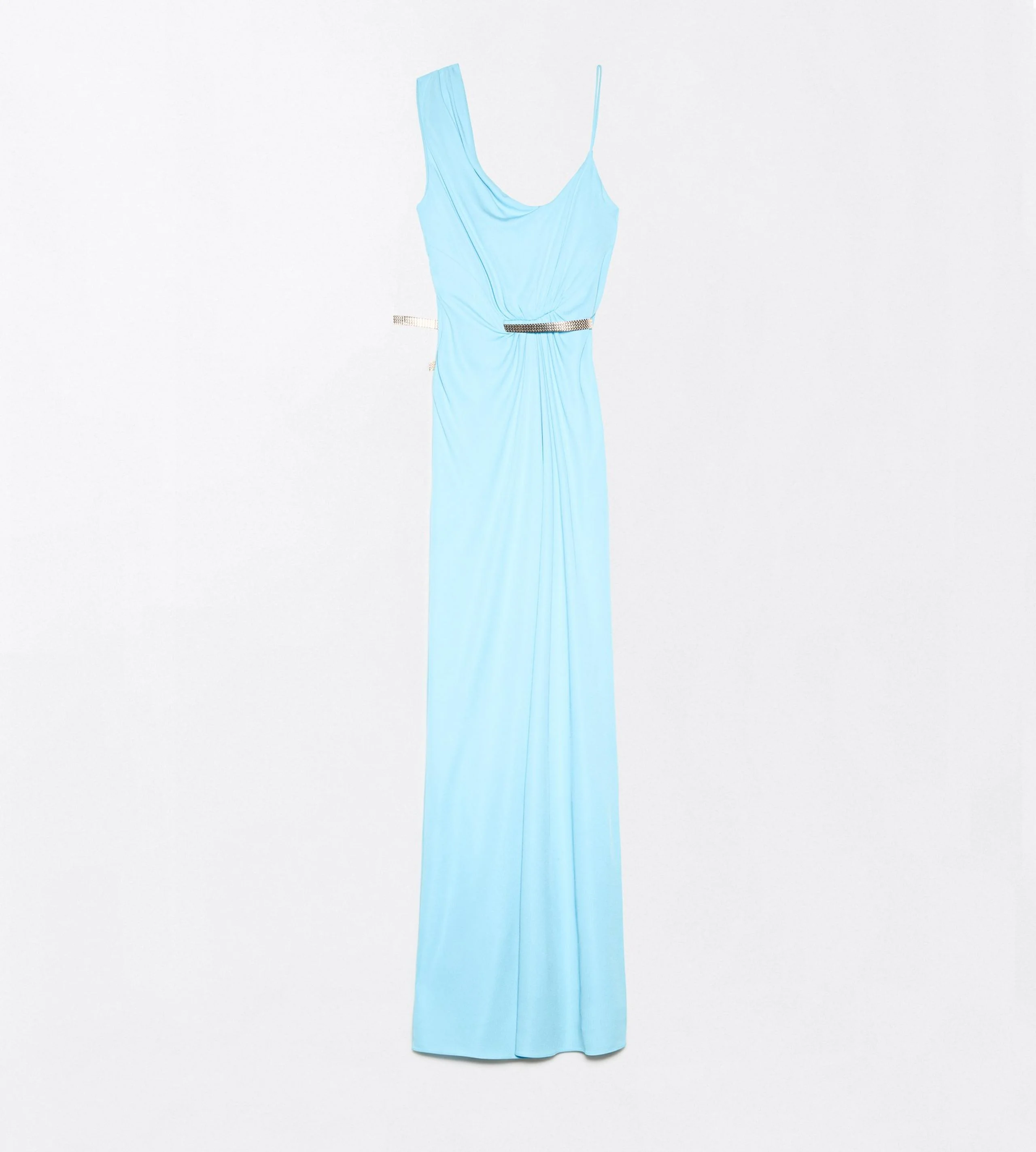 CREPE JERSEY ASYMMETRIC DRAPED EVENING DRESS - 1