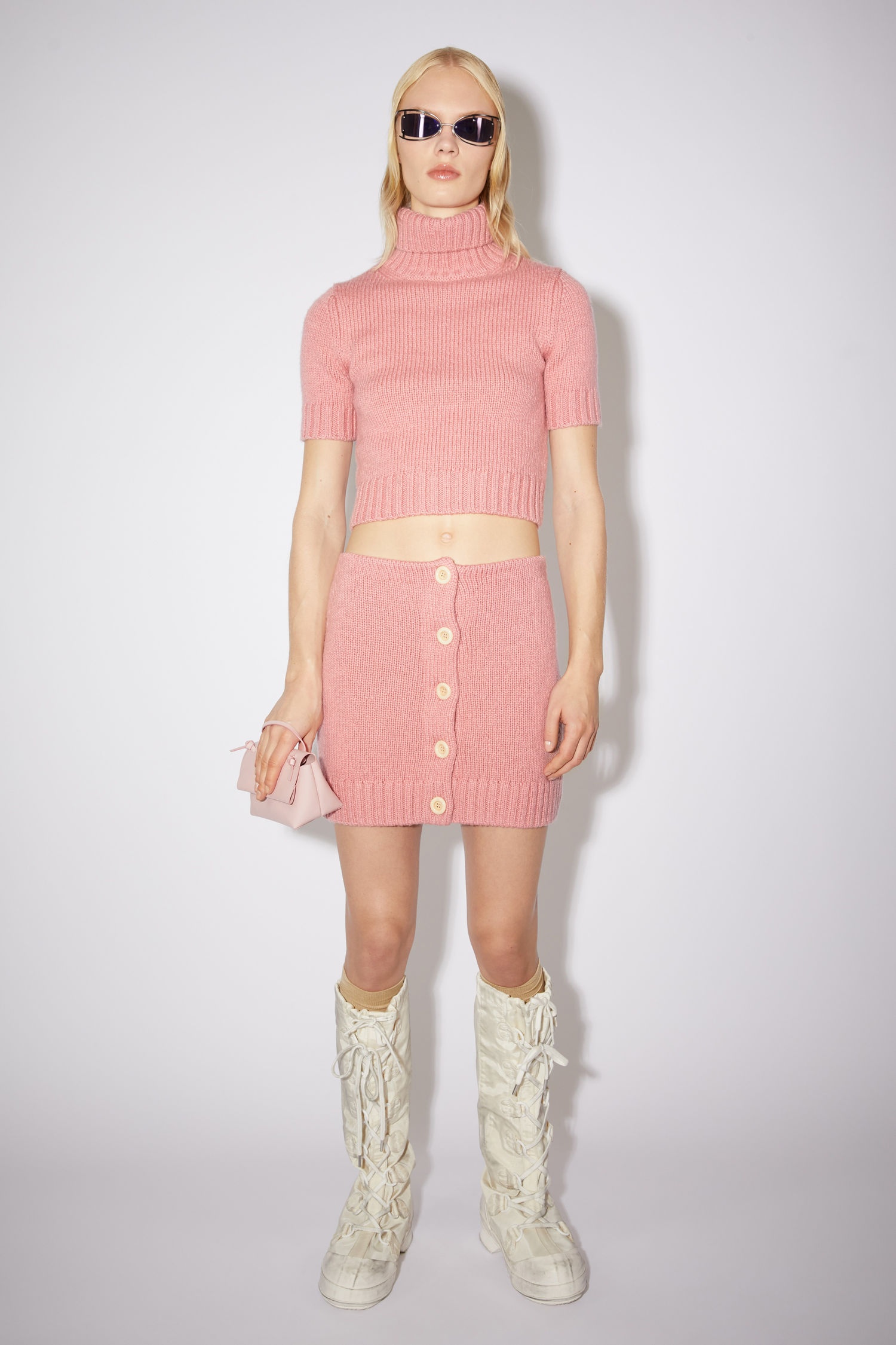 Textured wool skirt - Light pink - 2