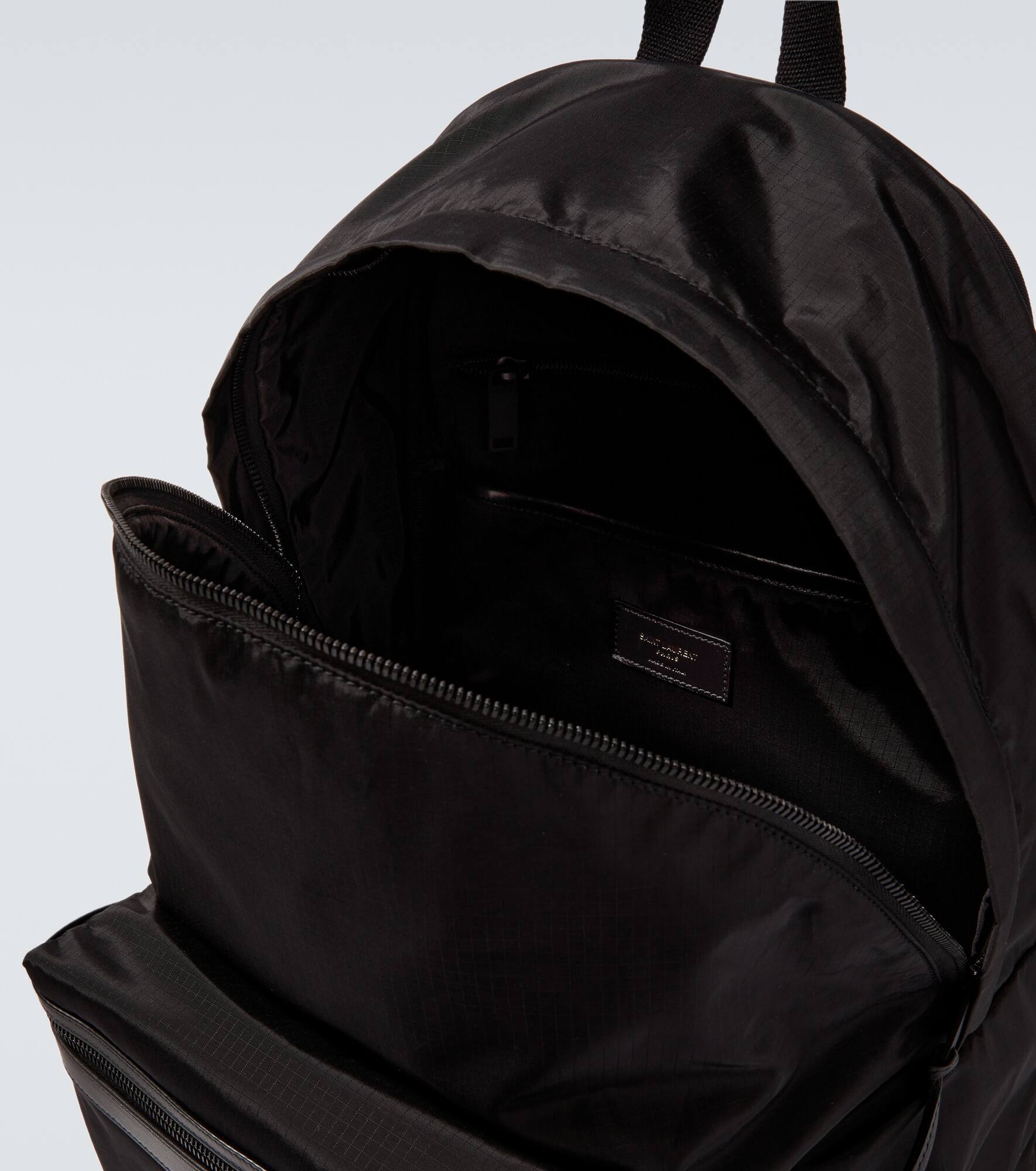 City leather-trimmed ripstop backpack - 4