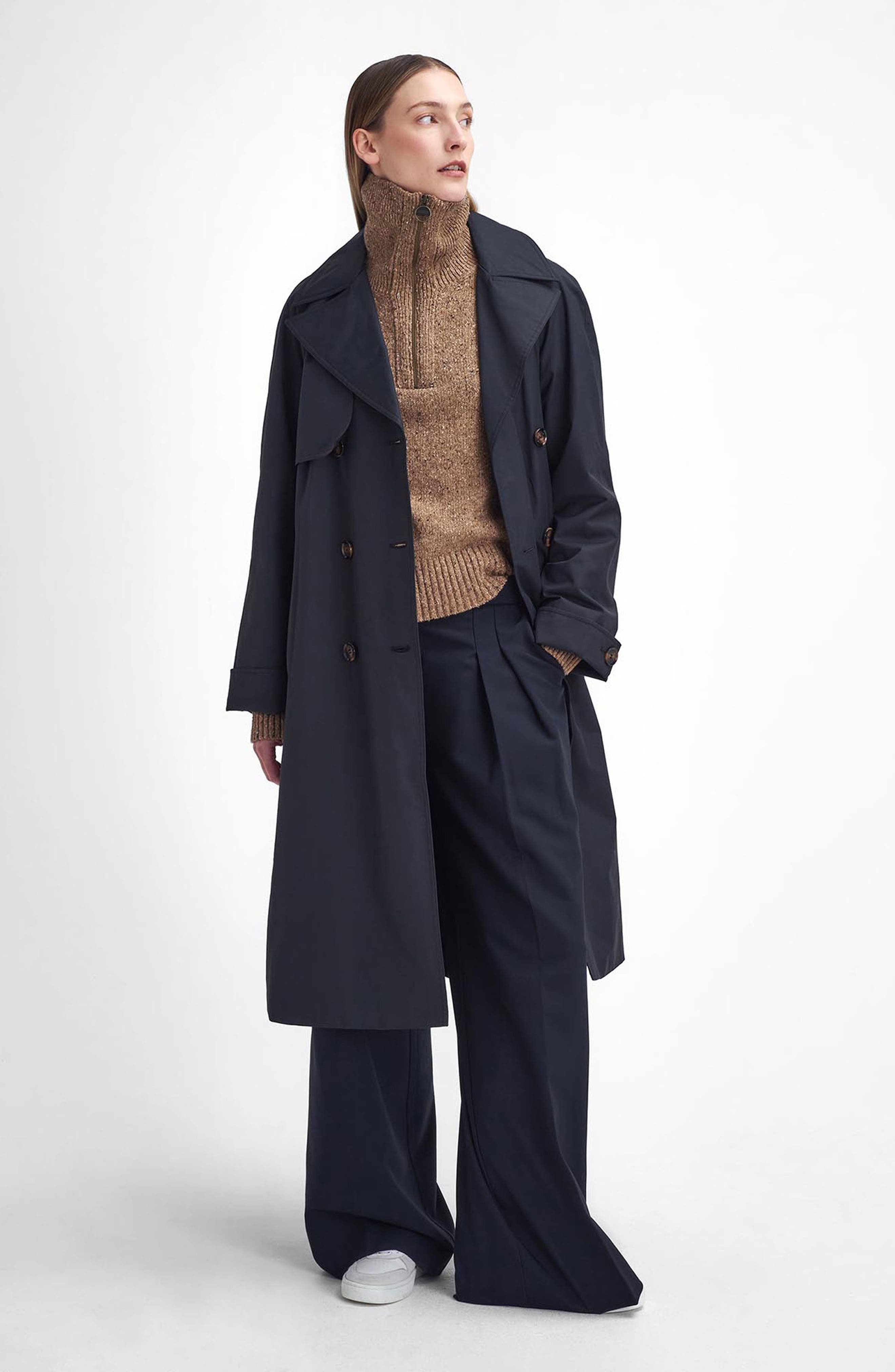 Barbour Gwyn Water Resistant Trench Coat in Black/Muted Cabernet Tartan at Nordstrom - 8