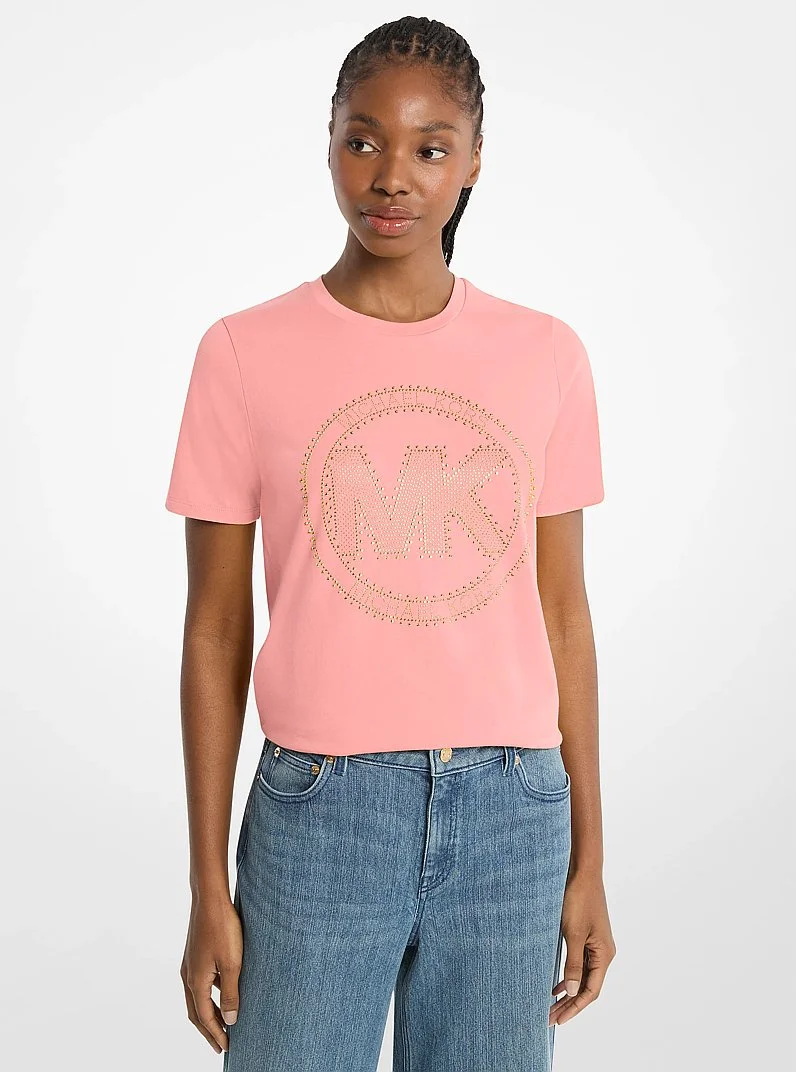 Studded Logo Charm Organic Cotton Jersey T-Shirt - 1