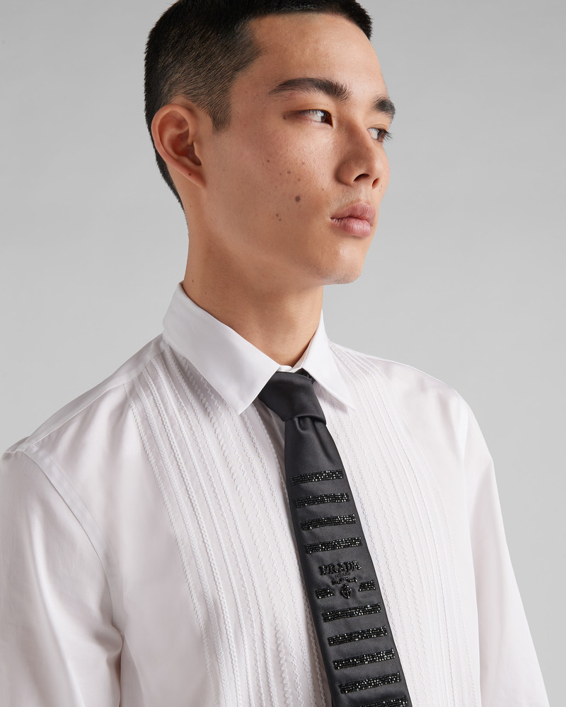 Prada Embroidered satin tie outlook