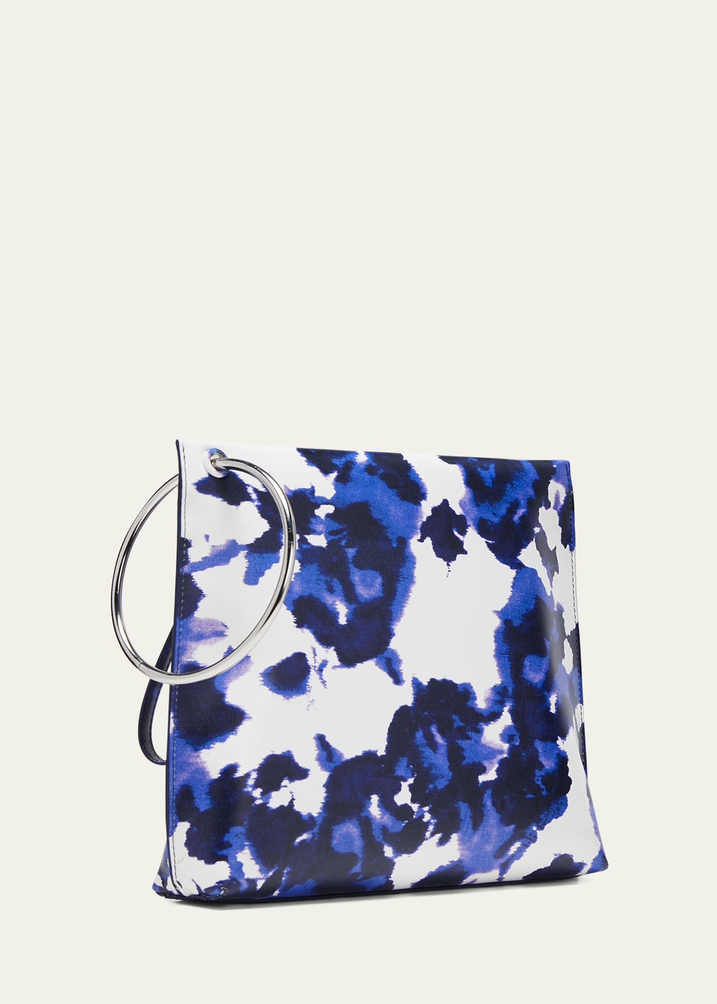 Crisp Metal Ring Printed Leather Clutch Bag - 2