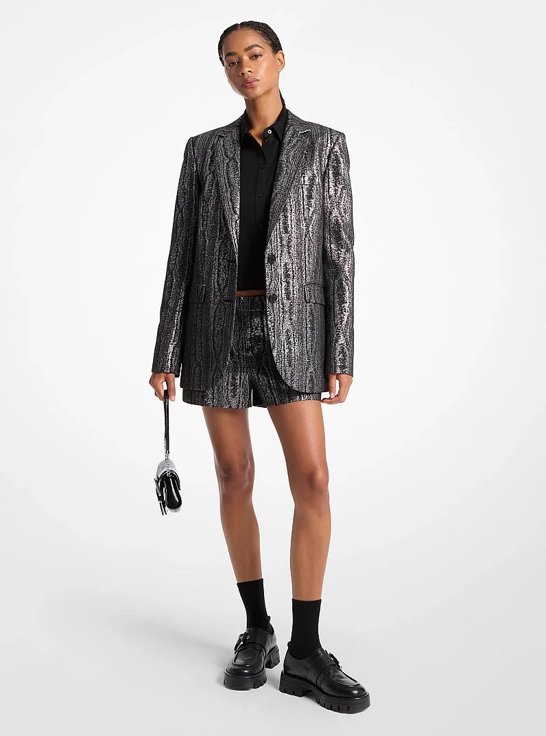 Metallic Moiré Blazer - 1