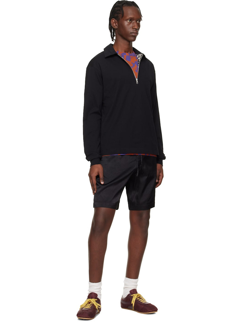 Dries Van Noten Black Viscose Cotton Shorts outlook