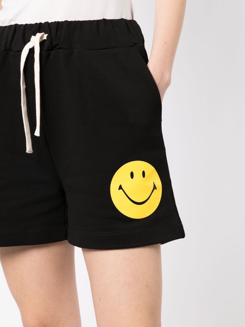 smiley-face print cotton shorts - 5