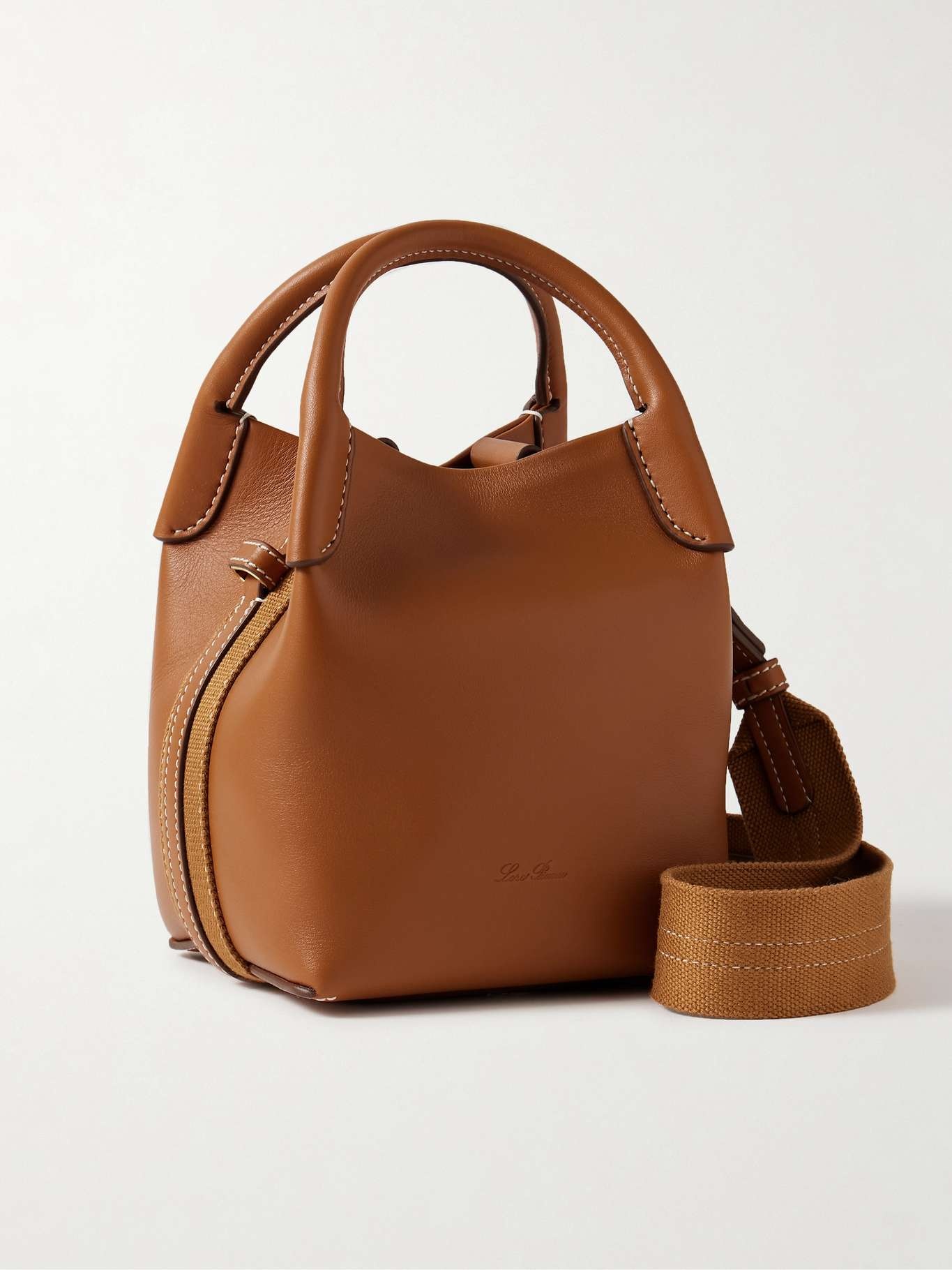 Bale micro webbing-trimmed leather bucket bag - 1