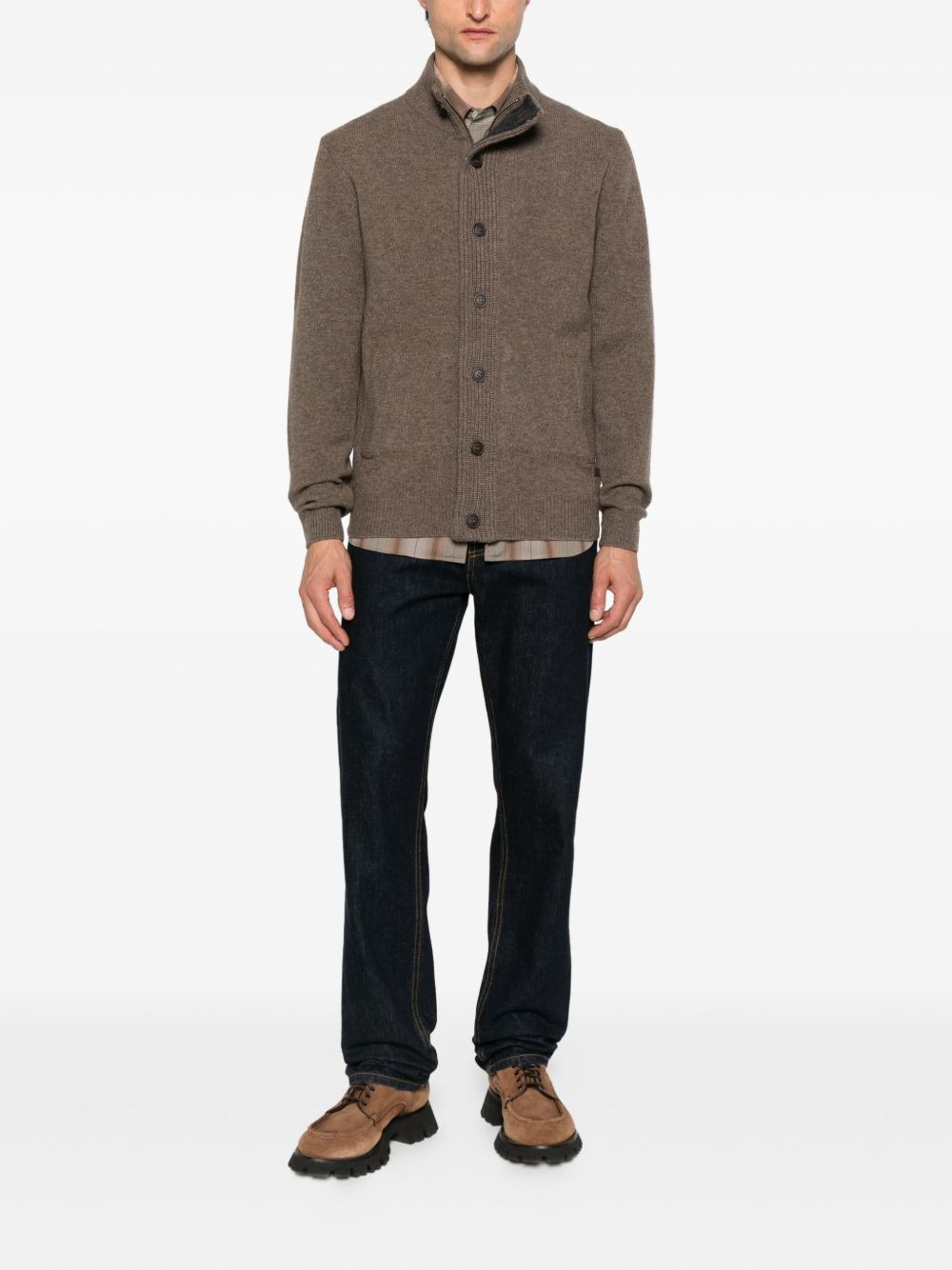 logo-patch cardigan - 2