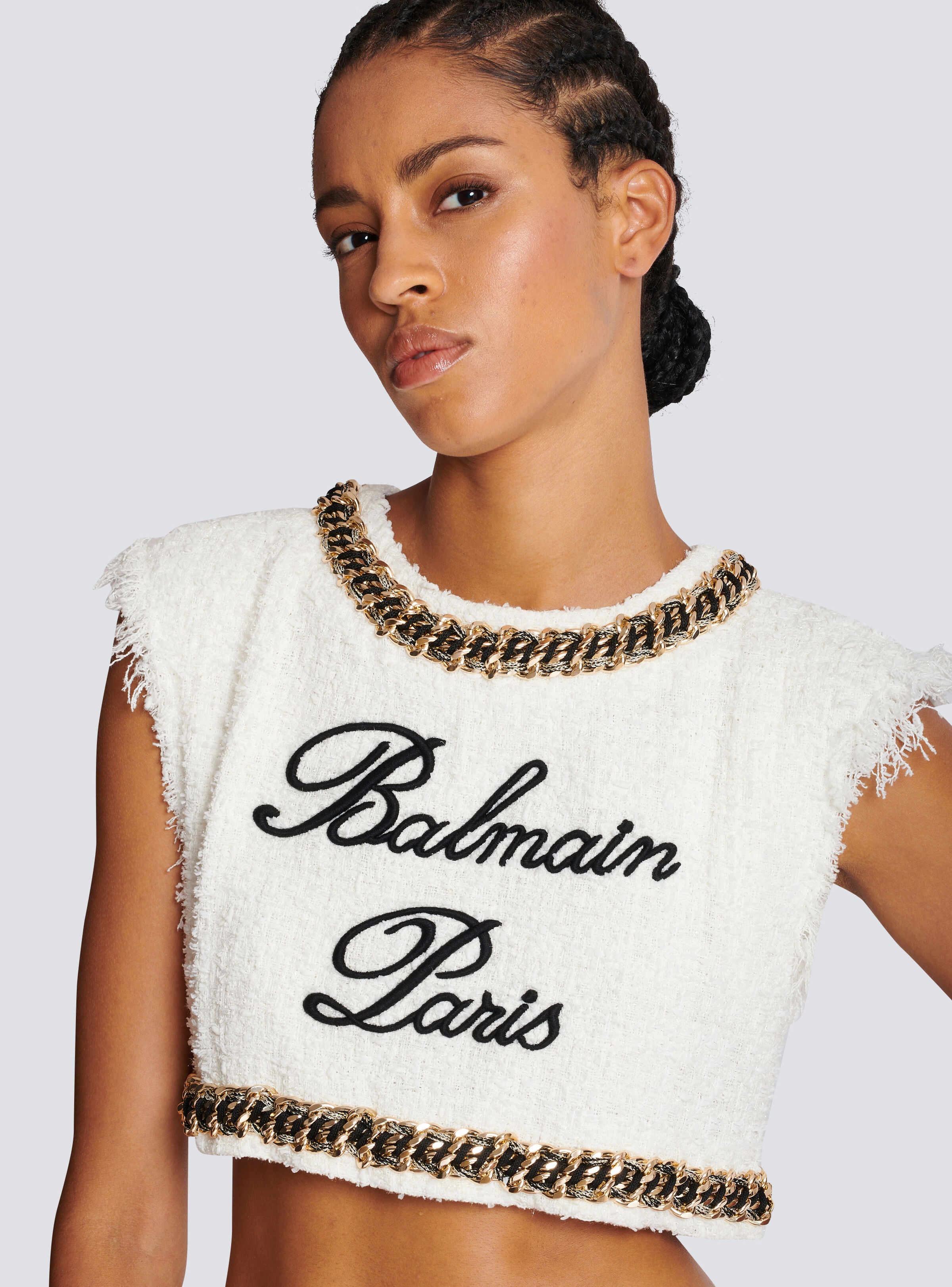 Balmain Signature tweed tank top - 8