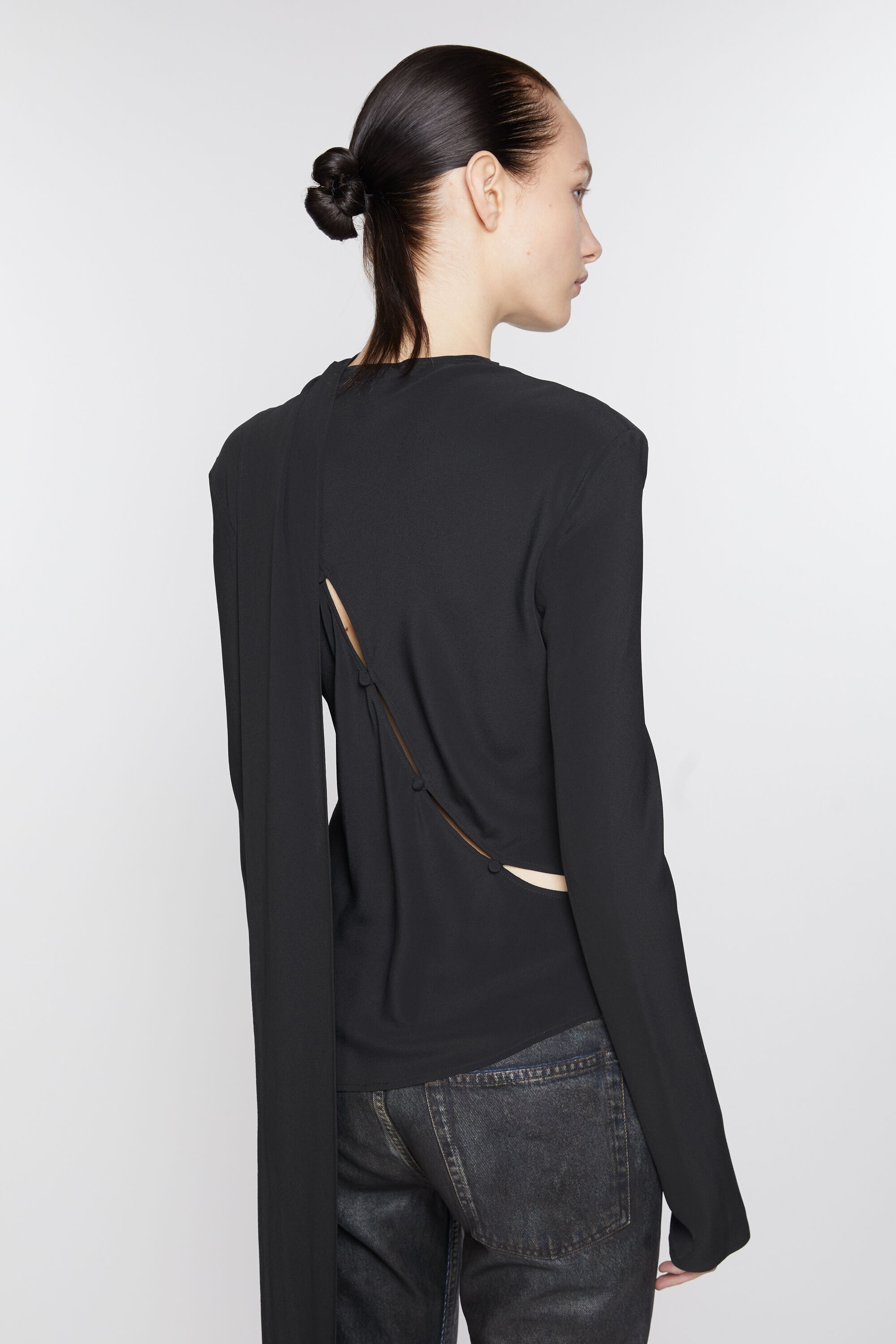 Button through blouse - Black - 3