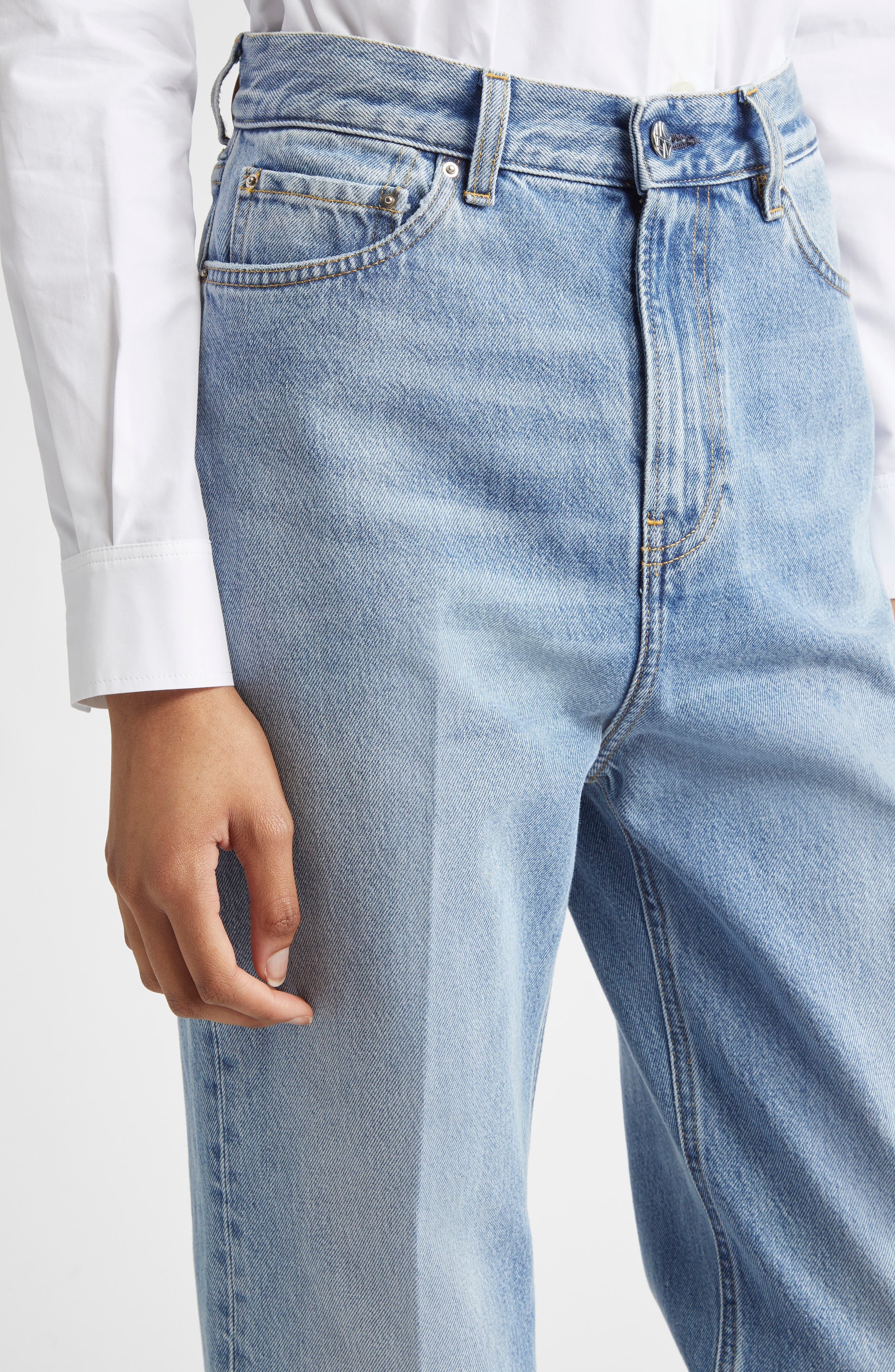 TOTEME High Waist Tapered Jeans in Worn Blue at Nordstrom - 5