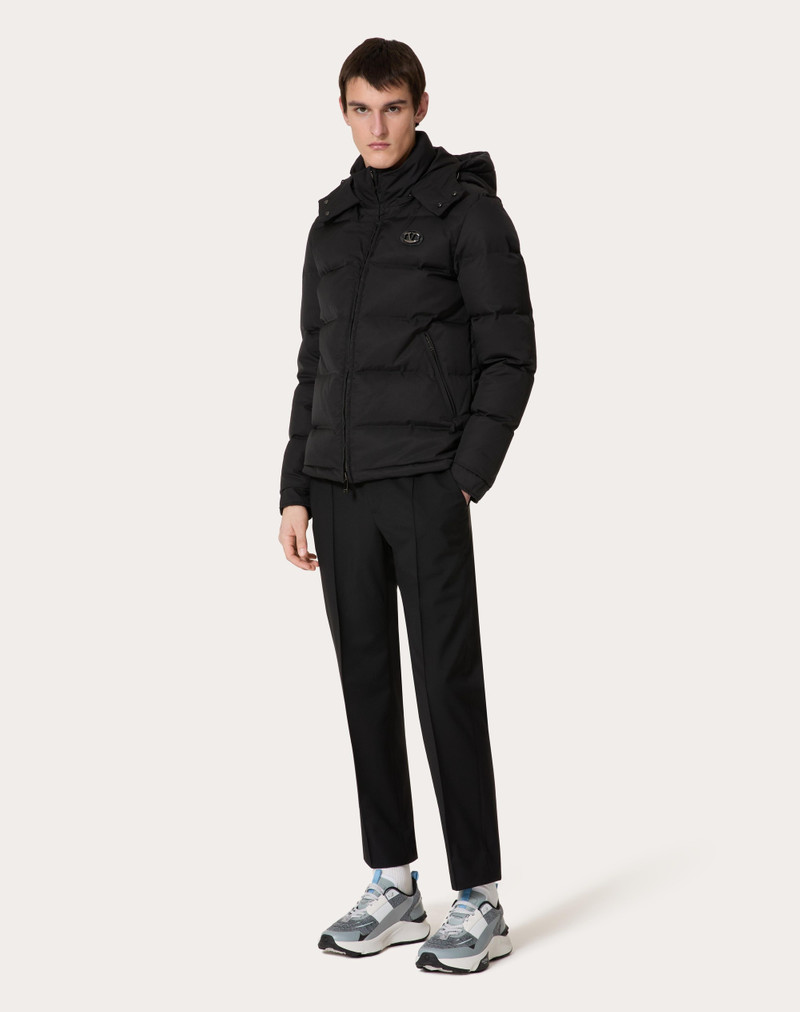 Valentino NYLON HOODED DOWN JACKET WITH LEATHER PATCH AND VLOGO SIGNATURE outlook