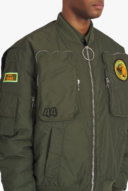 Khaki aviator bomber jacket with Balmain badge - 9