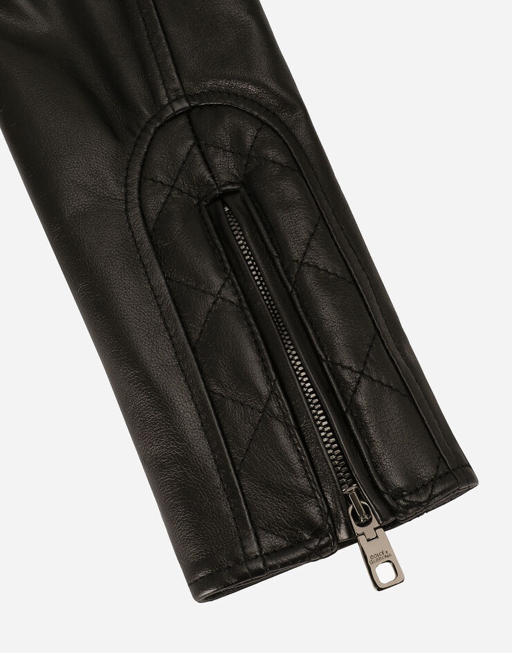 Short leather biker jacket - 10