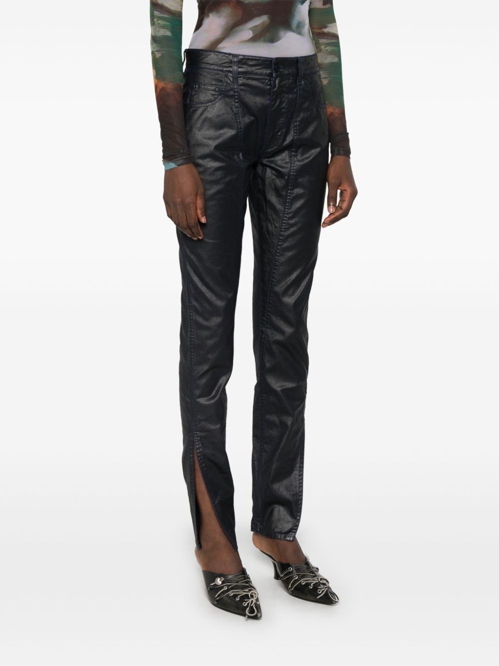 coated-finish trousers - 3
