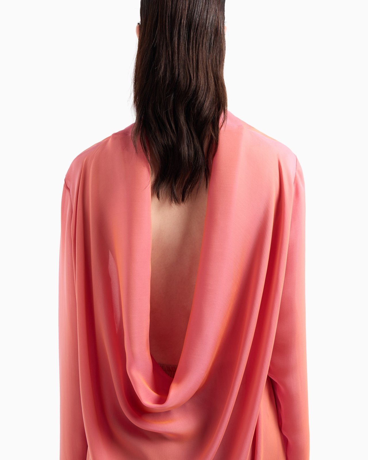 TWO-TONE SILK CHIFFON LONG SHIRT - 5