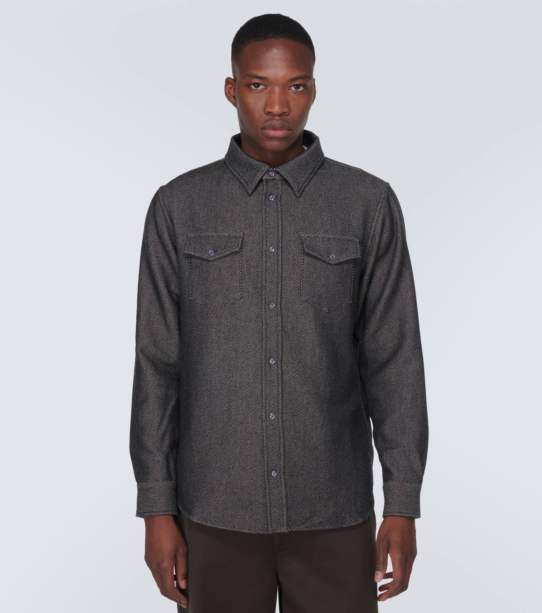 Cashmere and cotton twill shirt - 3