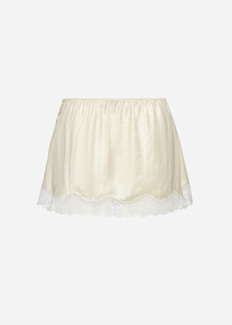 MAGDA BUTRYM Mini slip skirt with lace-trimmed hem in cream outlook