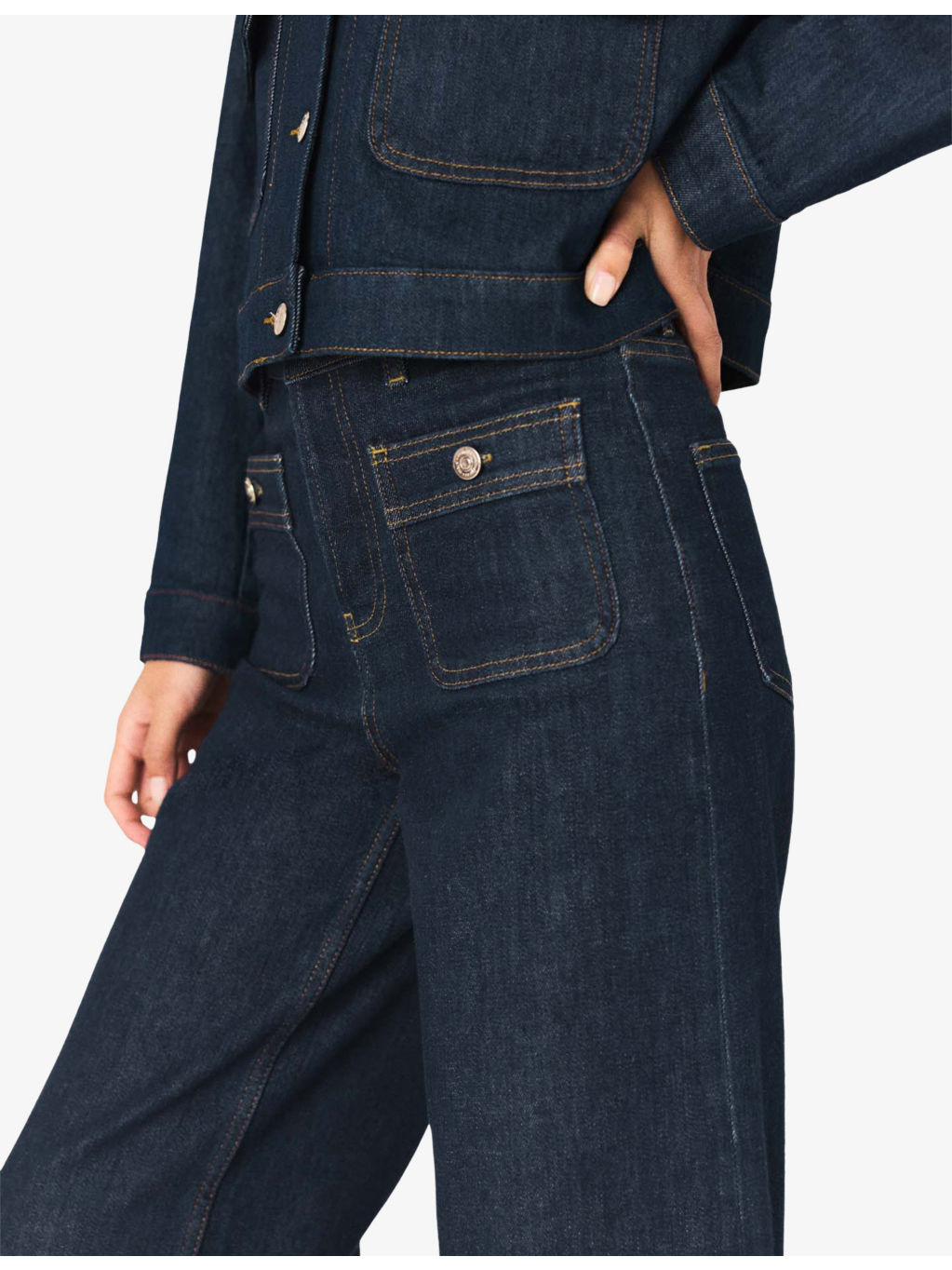Patch-Pocket Straight-Leg Stretch-Denim Jeans - 5