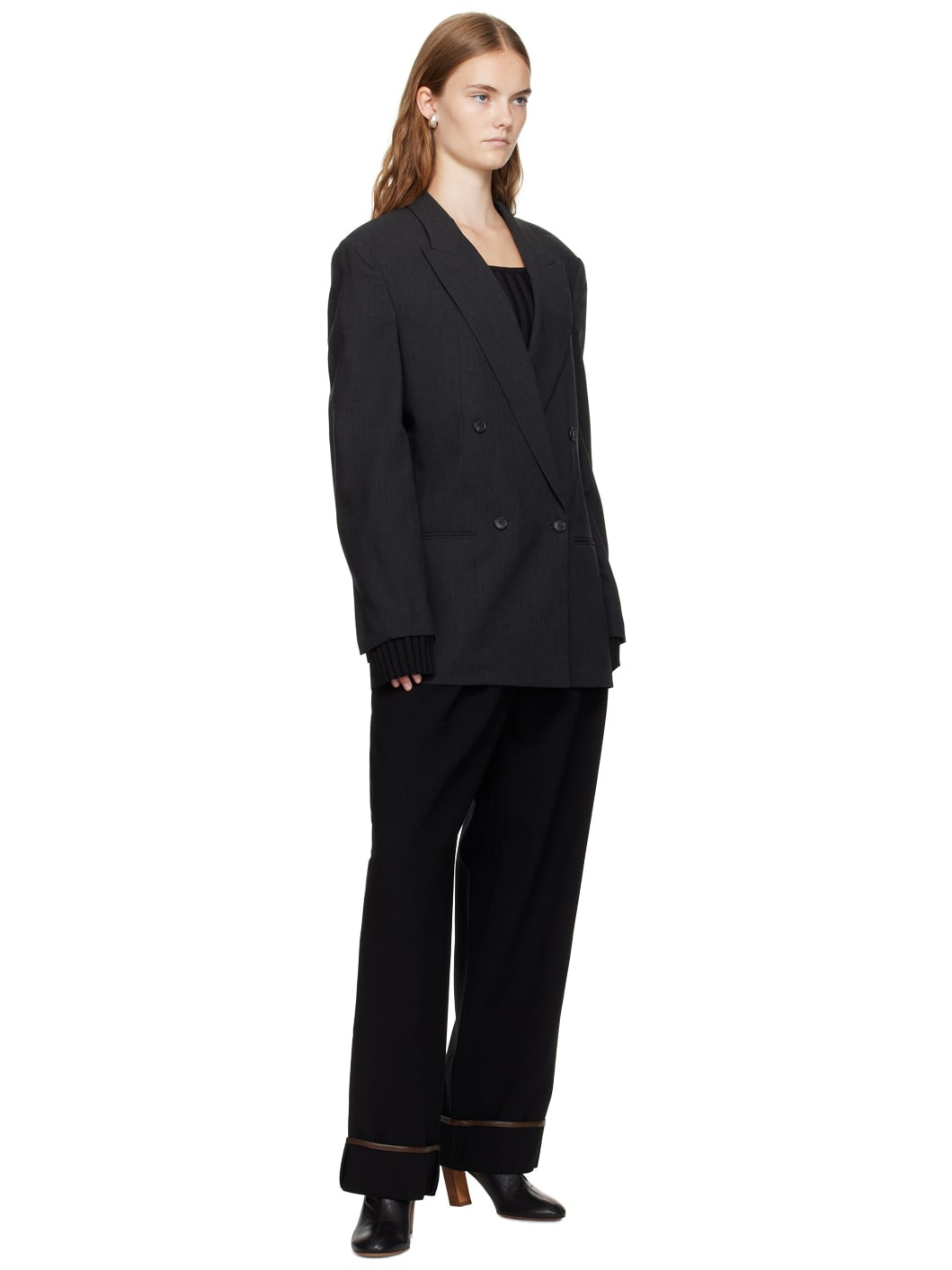 Black Scoop Neck Fitted Sweater - 4