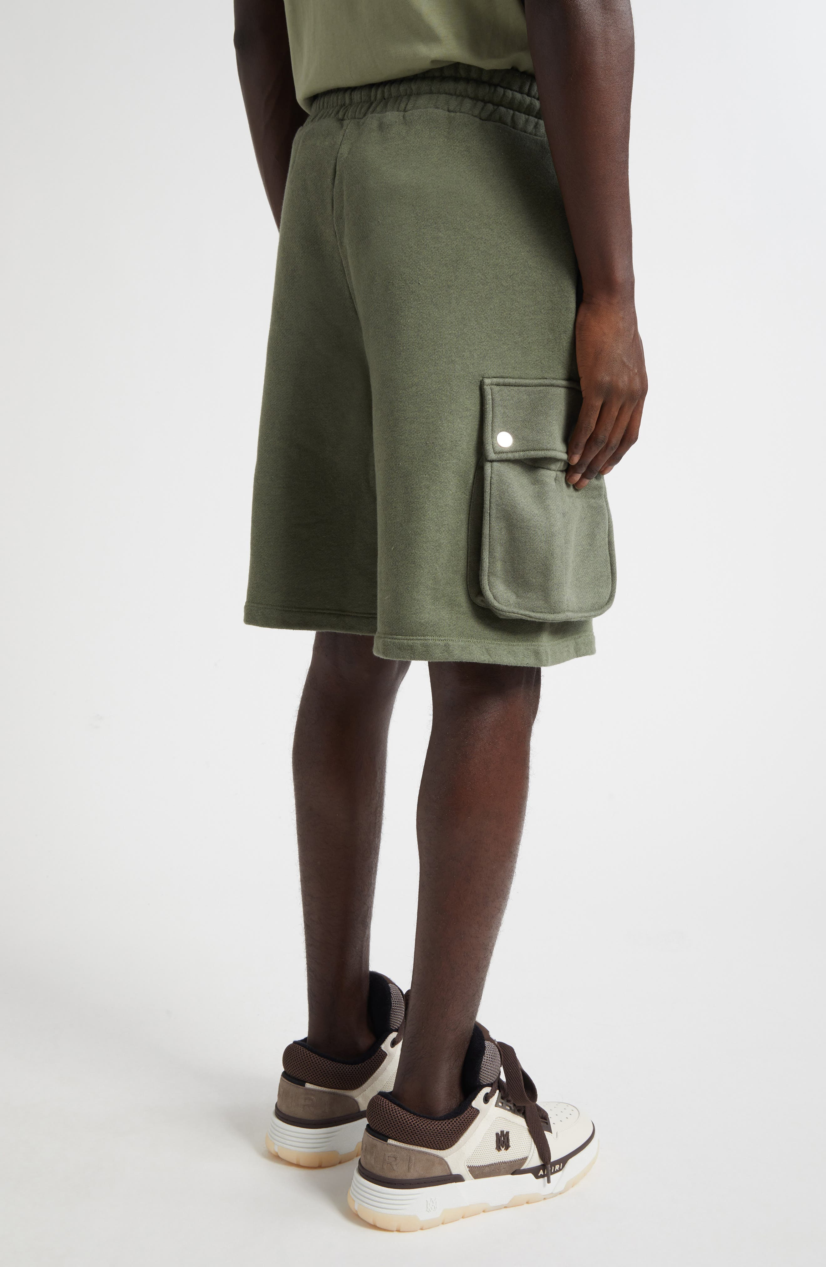 AMIRI Stencil Logo Cargo Shorts in Olive at Nordstrom - 3