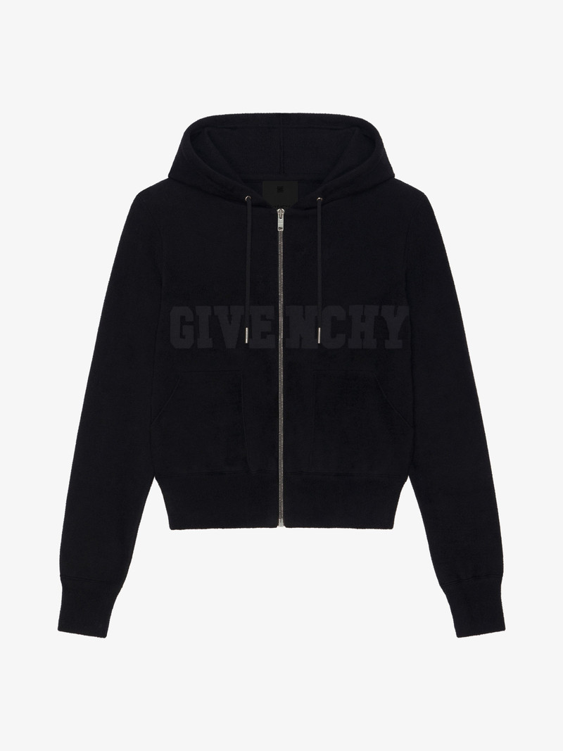GIVENCHY VELVET SLIM FIT ZIPPED HOODIE 1