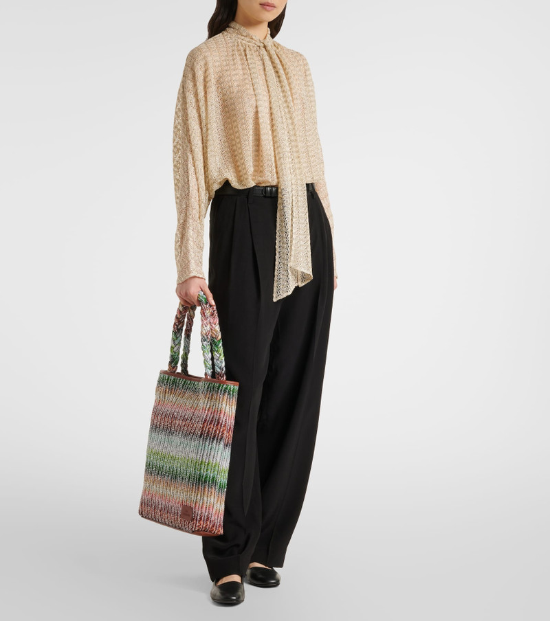 Missoni Zigzag Large leather-trimmed tote bag outlook