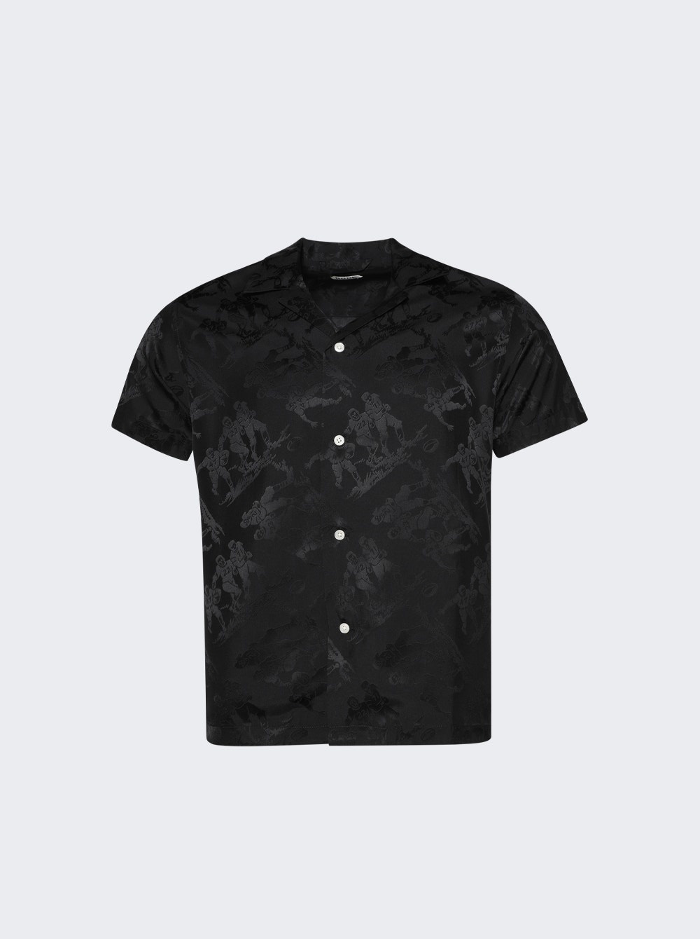 Football Jacquard Bowling Shirt Black - 1