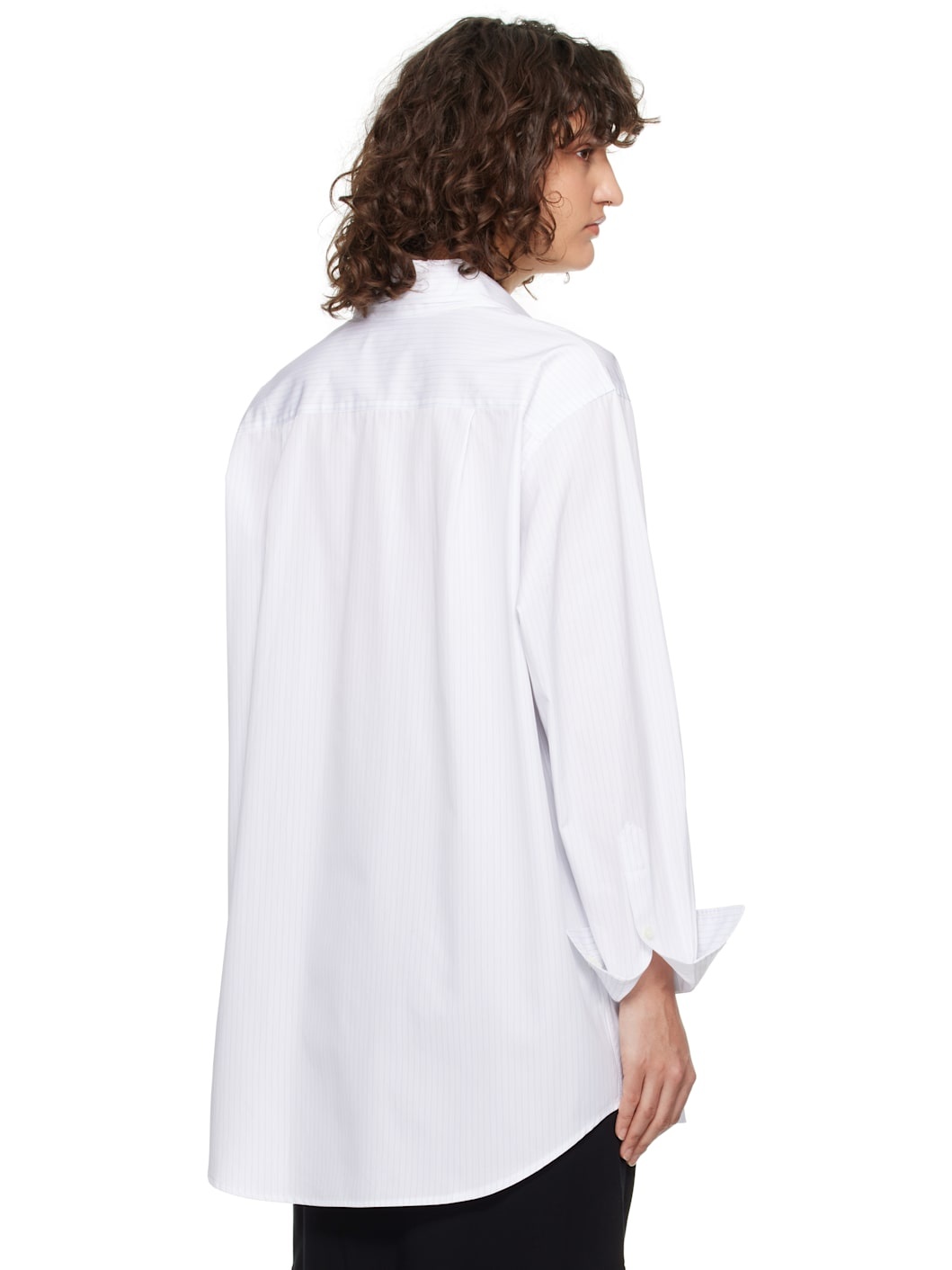 White Double Collar Stripe Shirt - 3