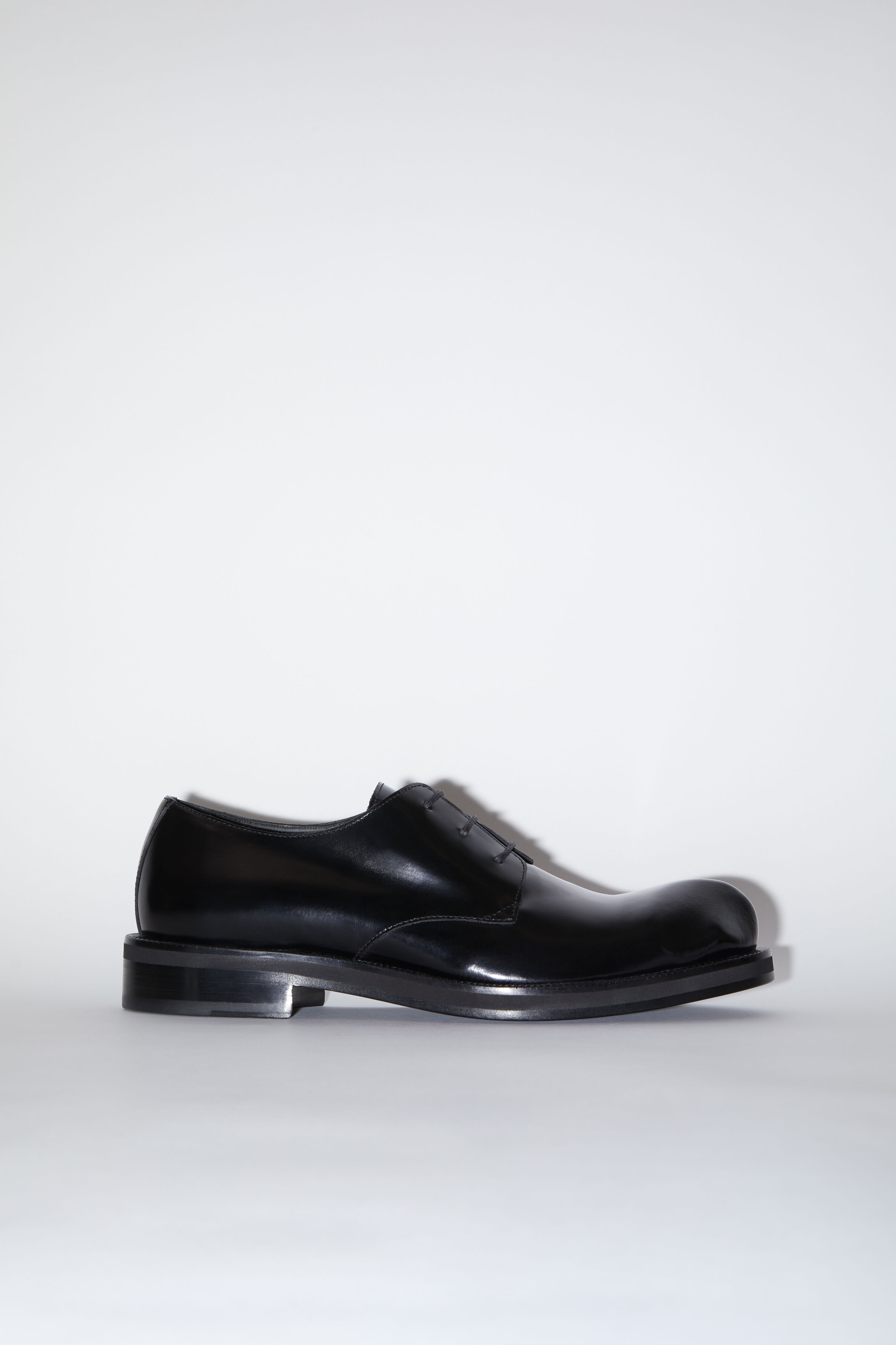 Leather derby shoes - Black/black - 1