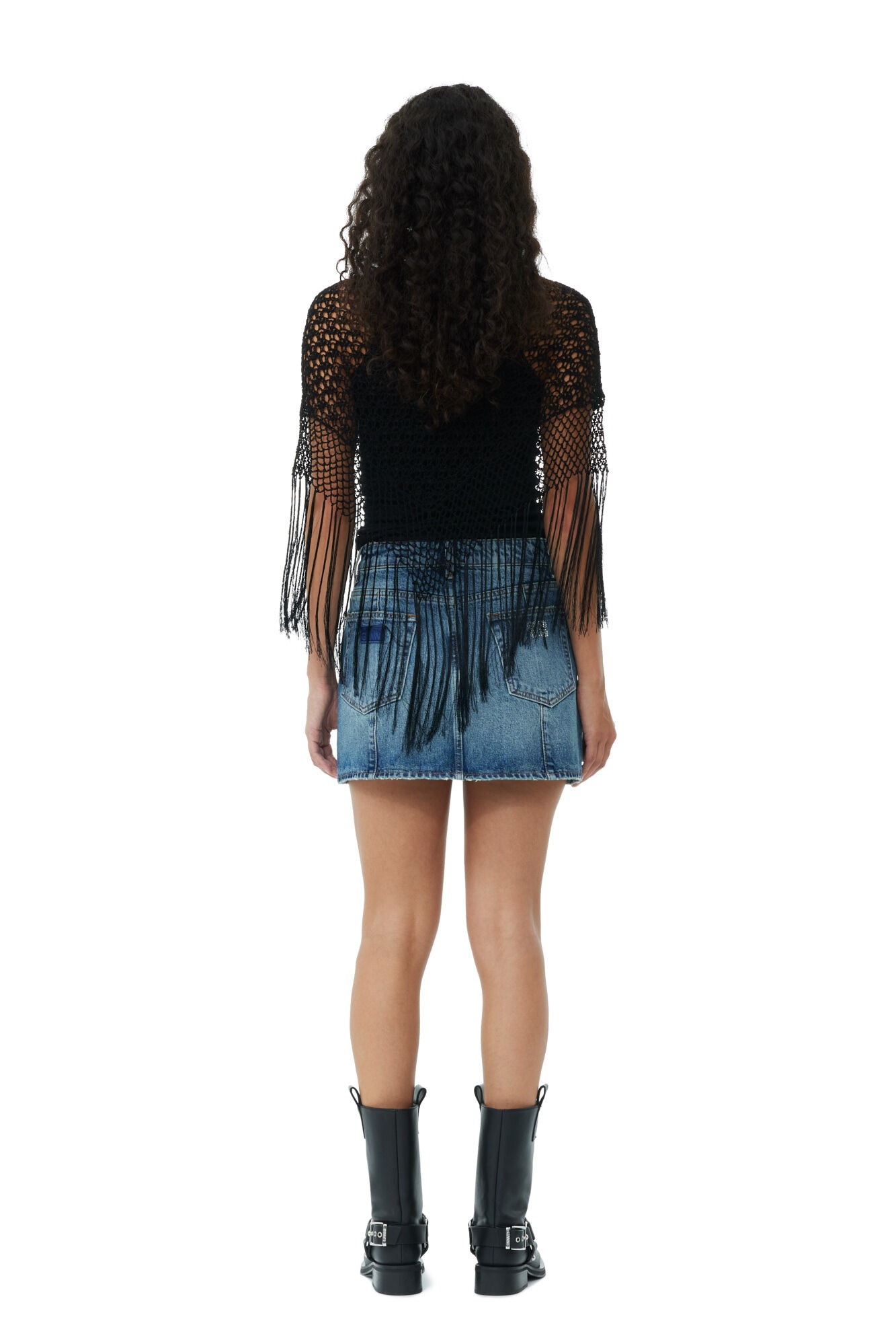 BLACK SHEER LACE PONCHO - 2