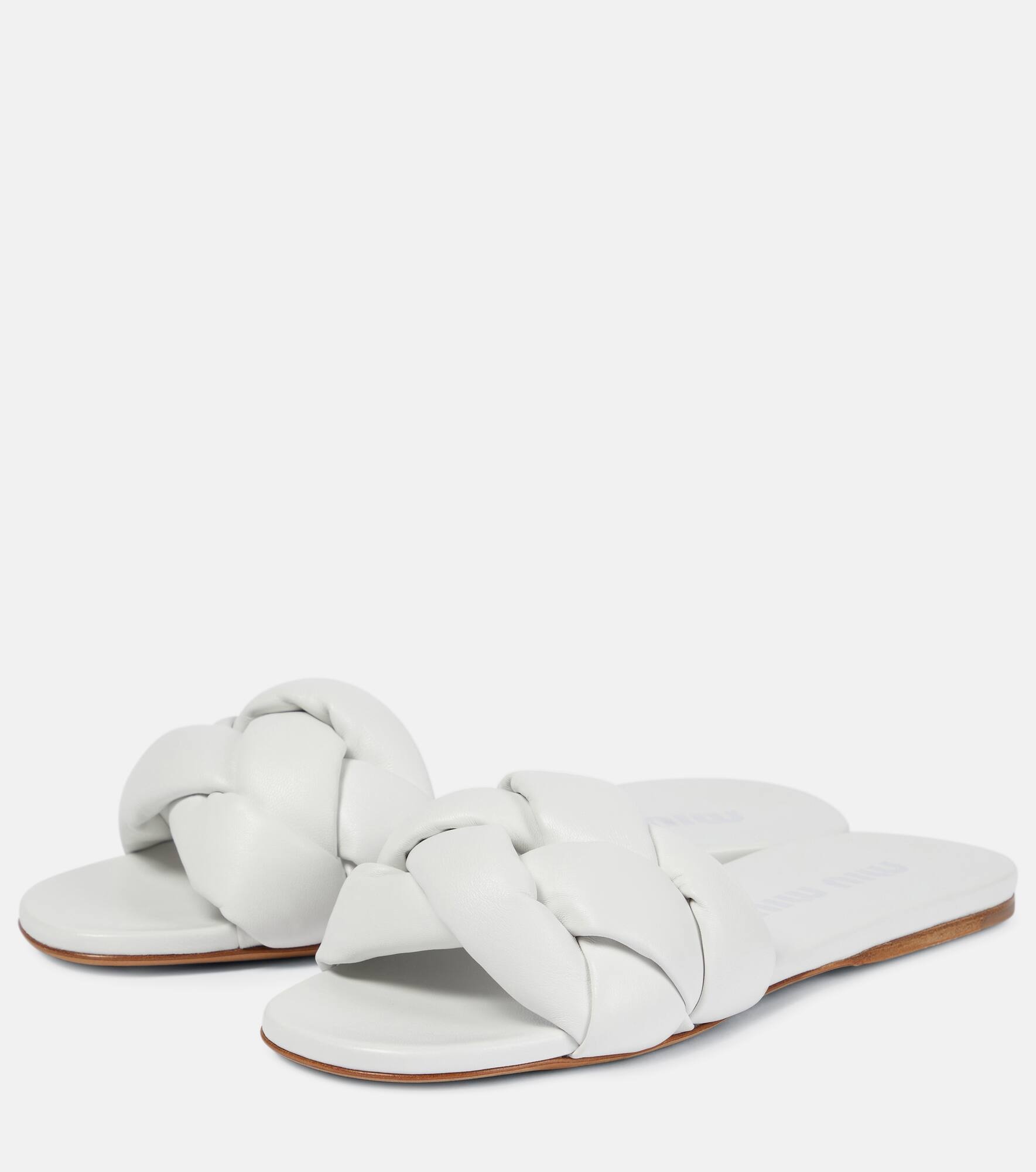 Woven leather slides - 5