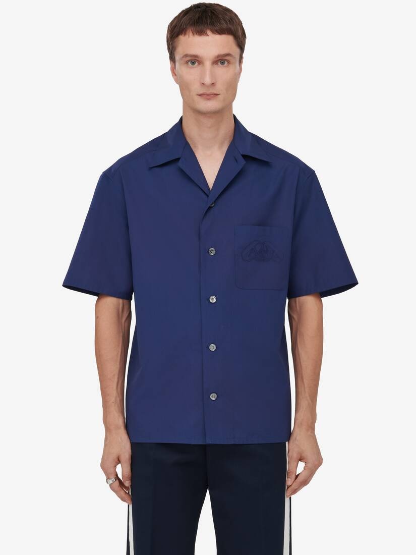 Men's Seal Logo Bowling Shirt in Indigo - 5